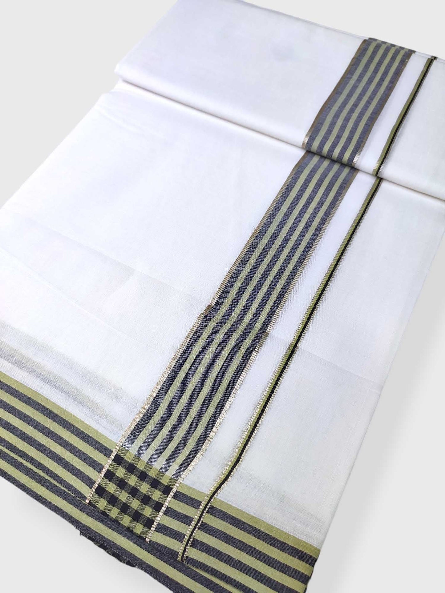 Pure White Cotton Men's Double Dhoti