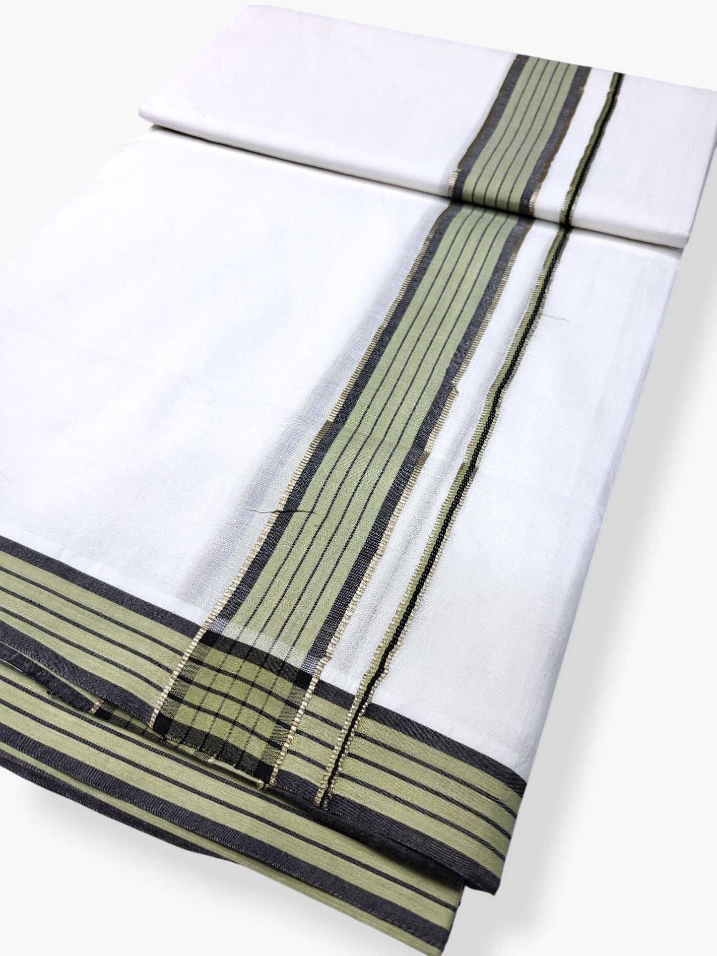 Pure White Cotton Men's Double Dhoti