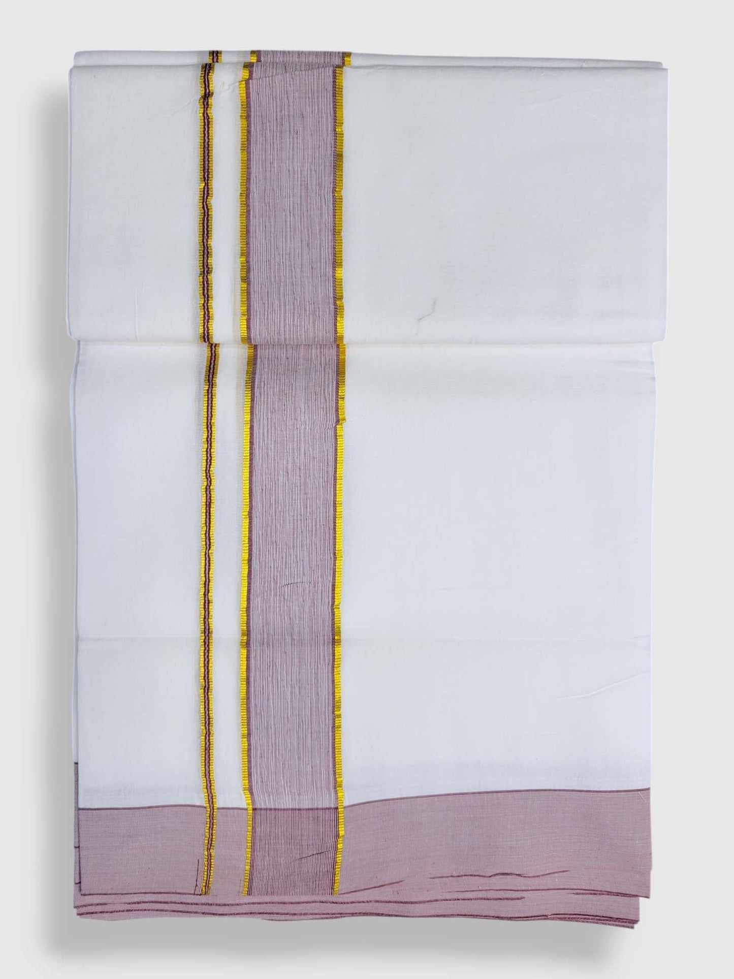 Pure White Cotton Men's Double Dhoti