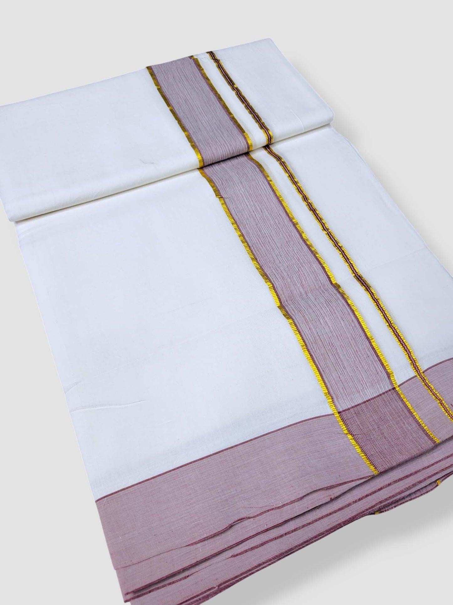 Pure White Cotton Men's Double Dhoti