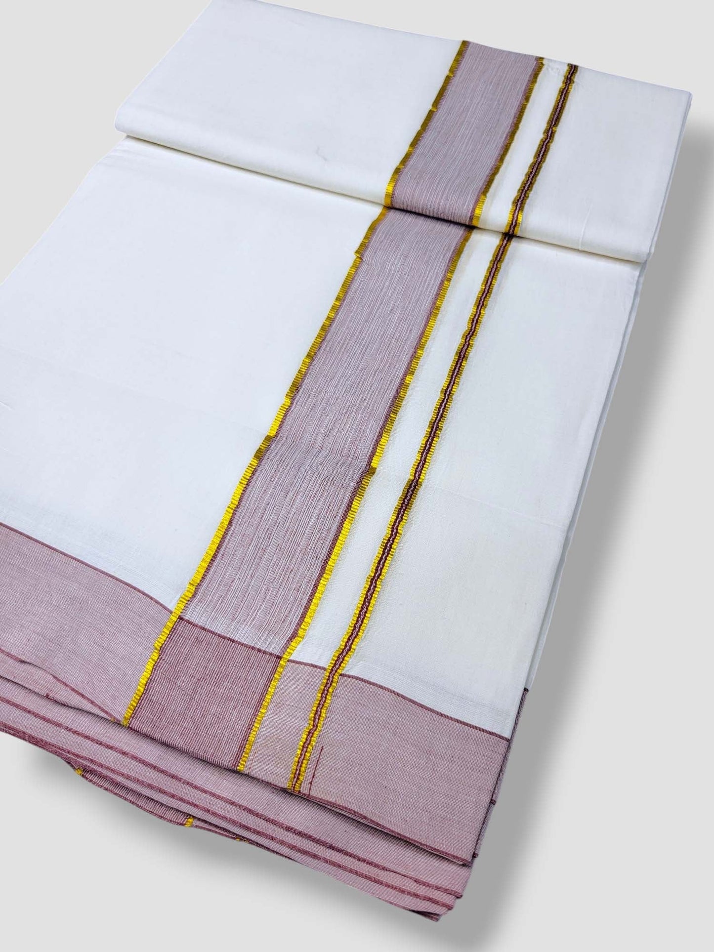 Pure White Cotton Men's Double Dhoti