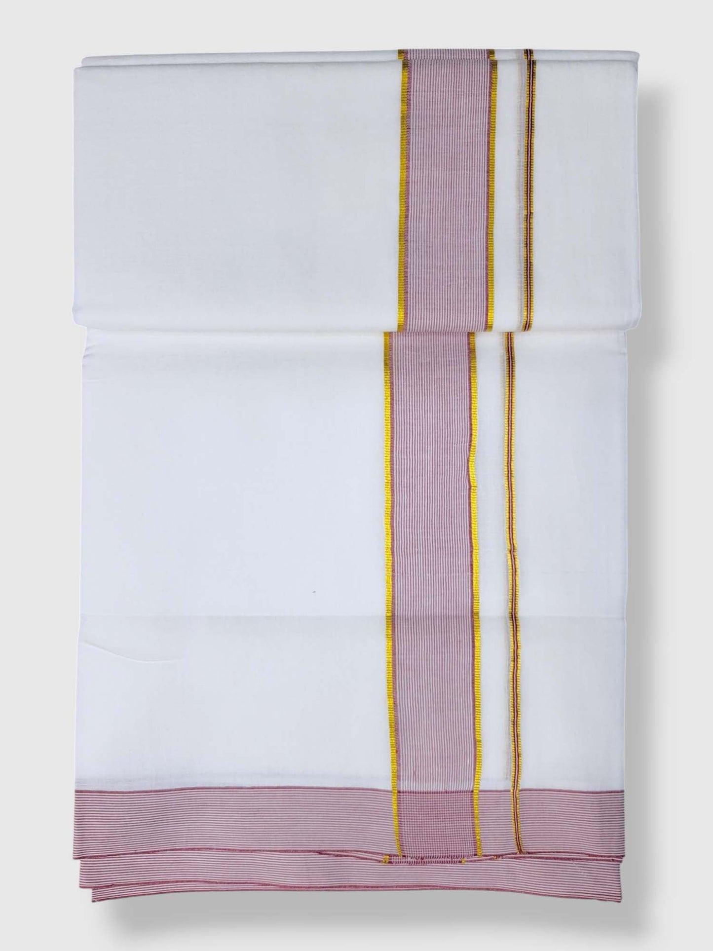 Pure White Cotton Men's Double Dhoti