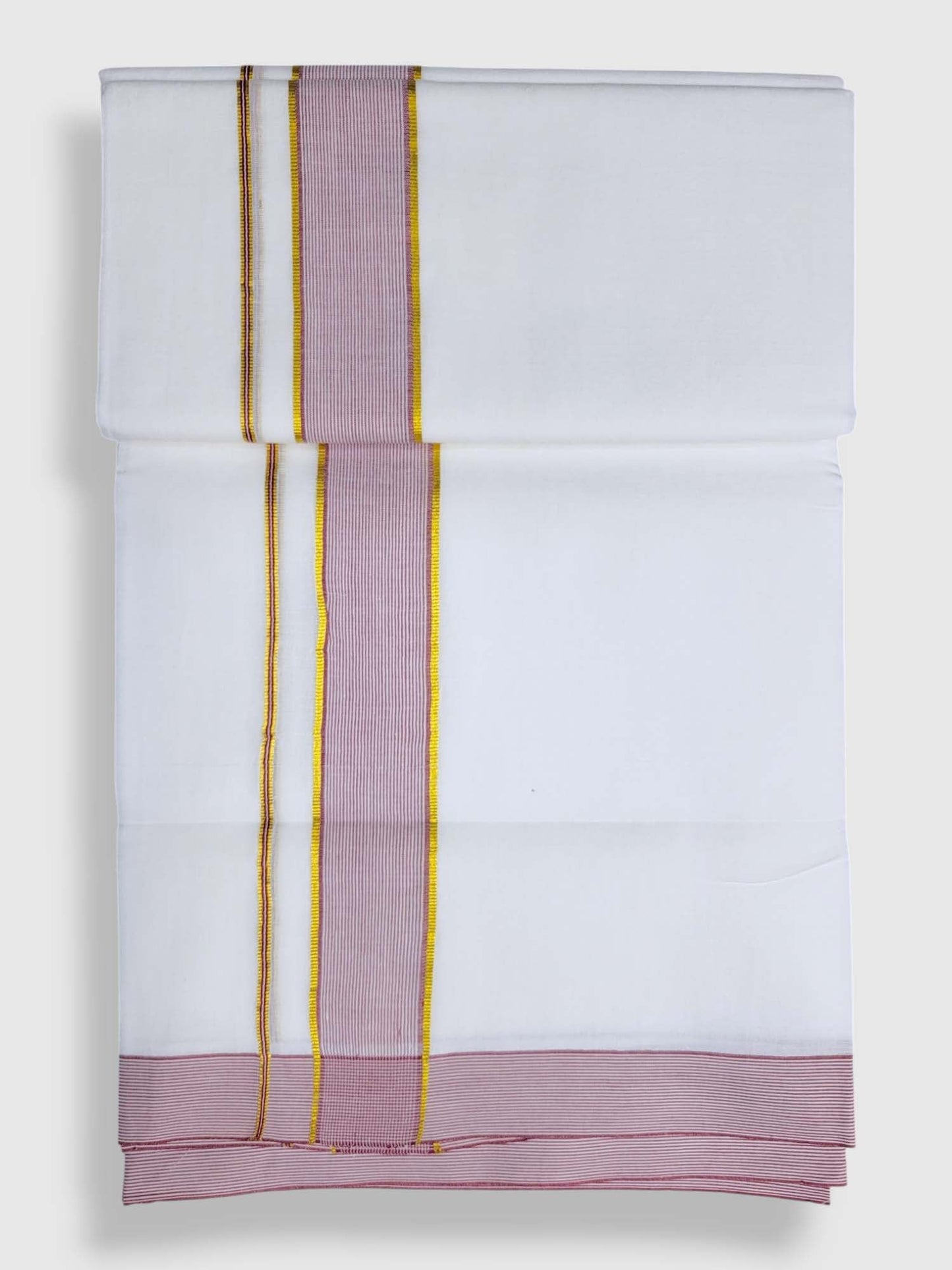 Pure White Cotton Men's Double Dhoti