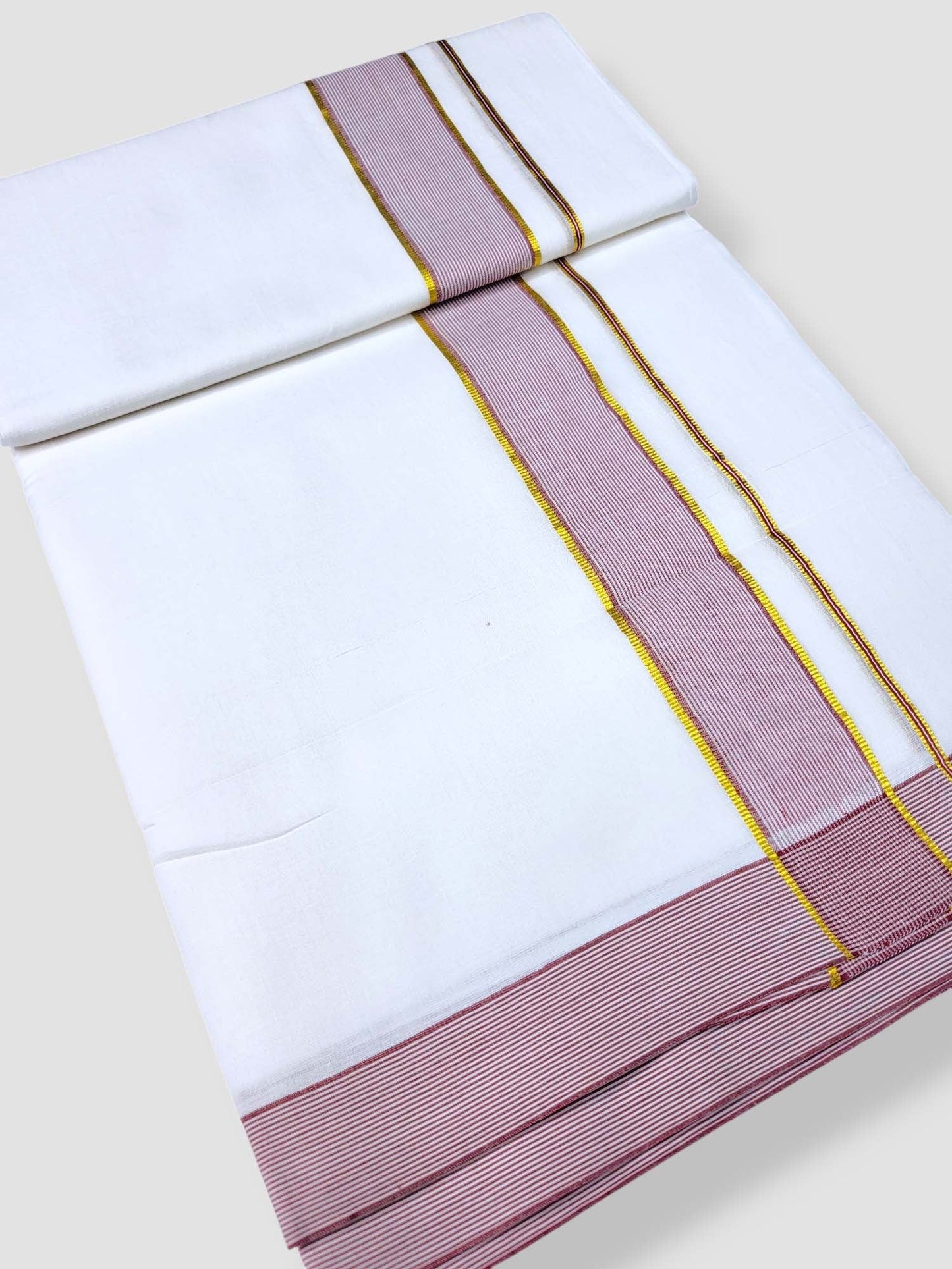 Pure White Cotton Men's Double Dhoti