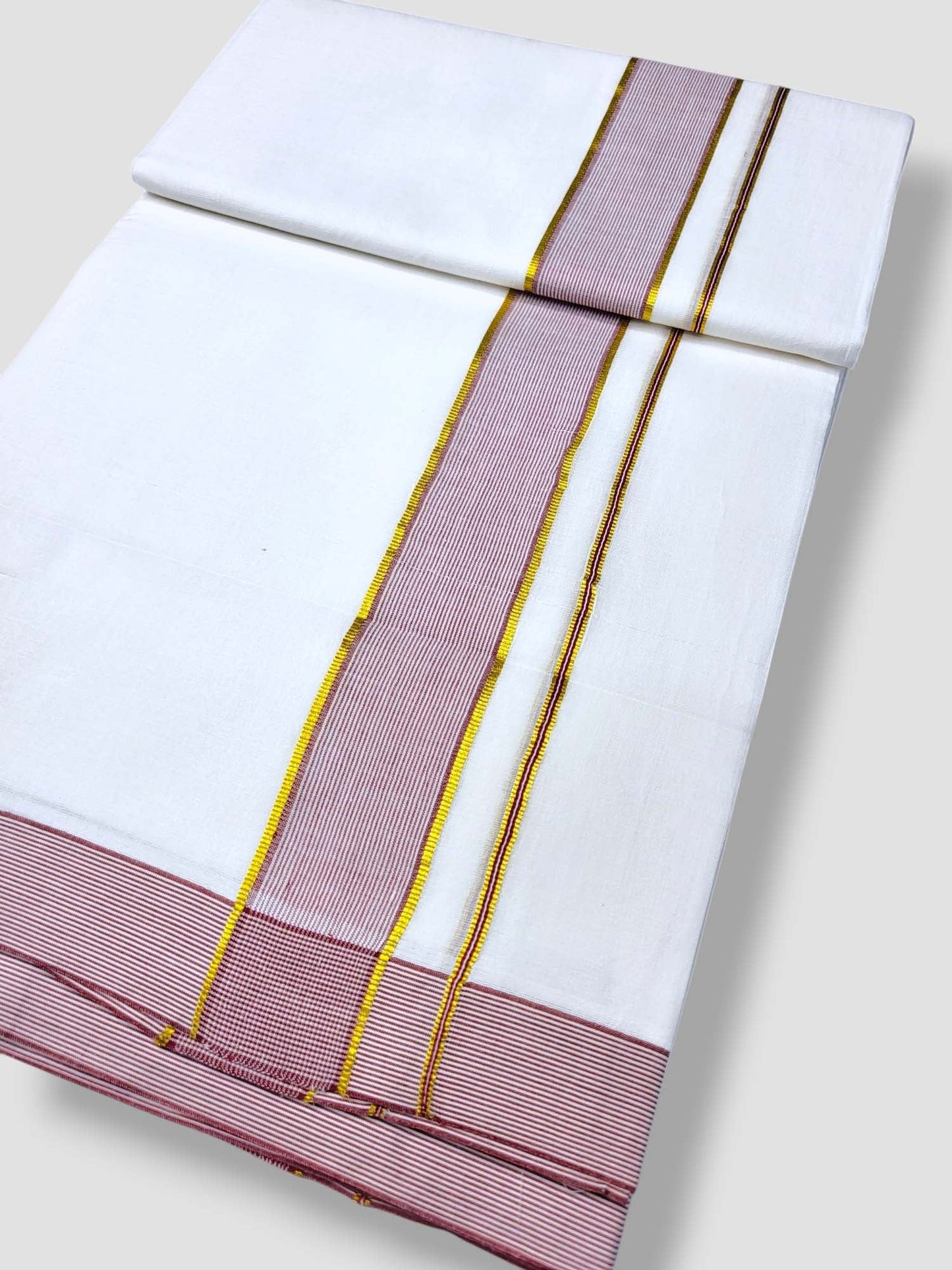 Pure White Cotton Men's Double Dhoti