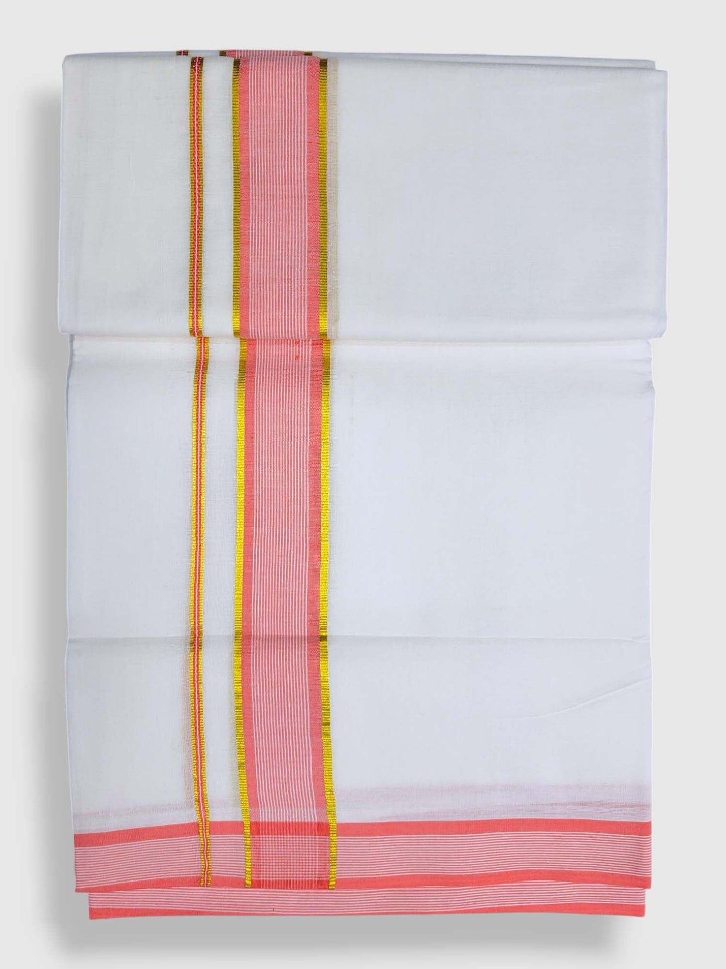 Pure White Cotton Men's Double Dhoti