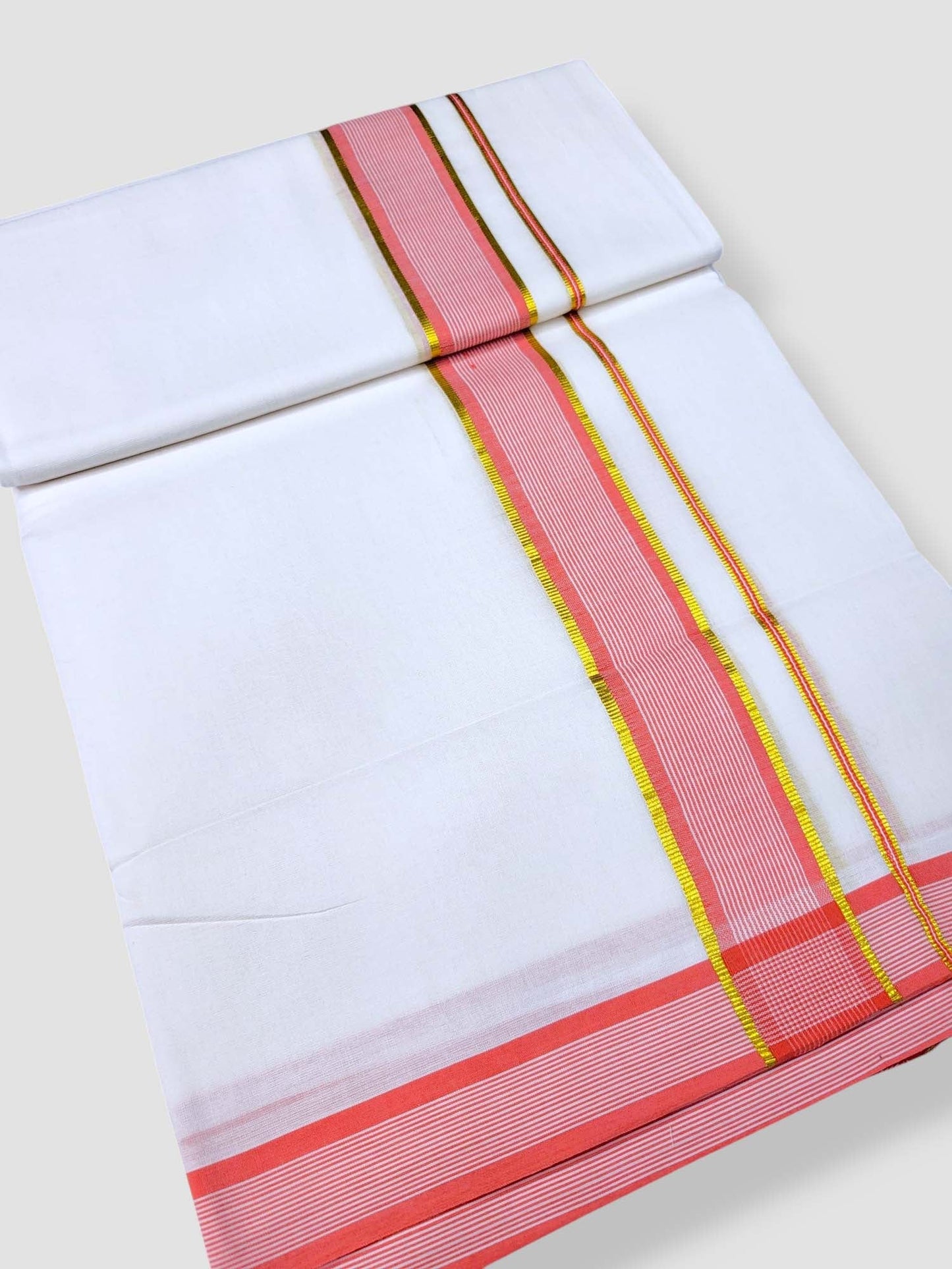 Pure White Cotton Men's Double Dhoti