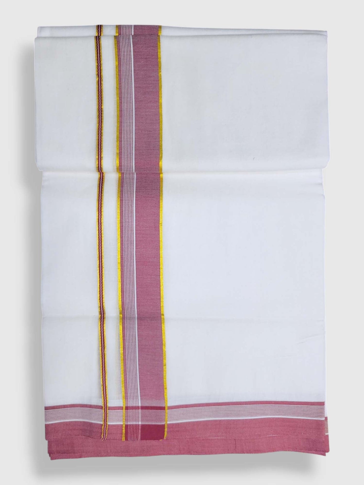 Pure White Cotton Men's Double Dhoti