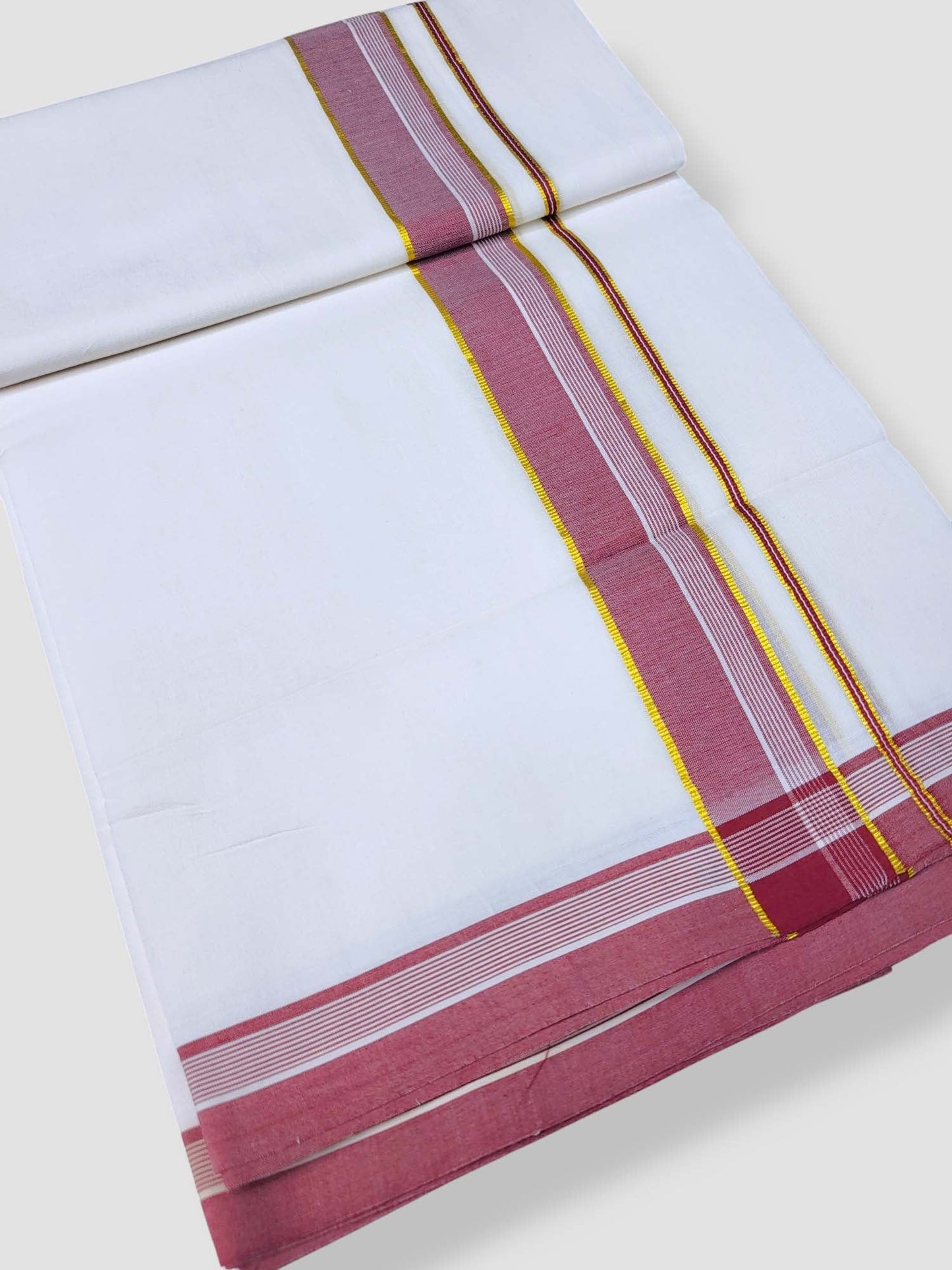 Pure White Cotton Men's Double Dhoti