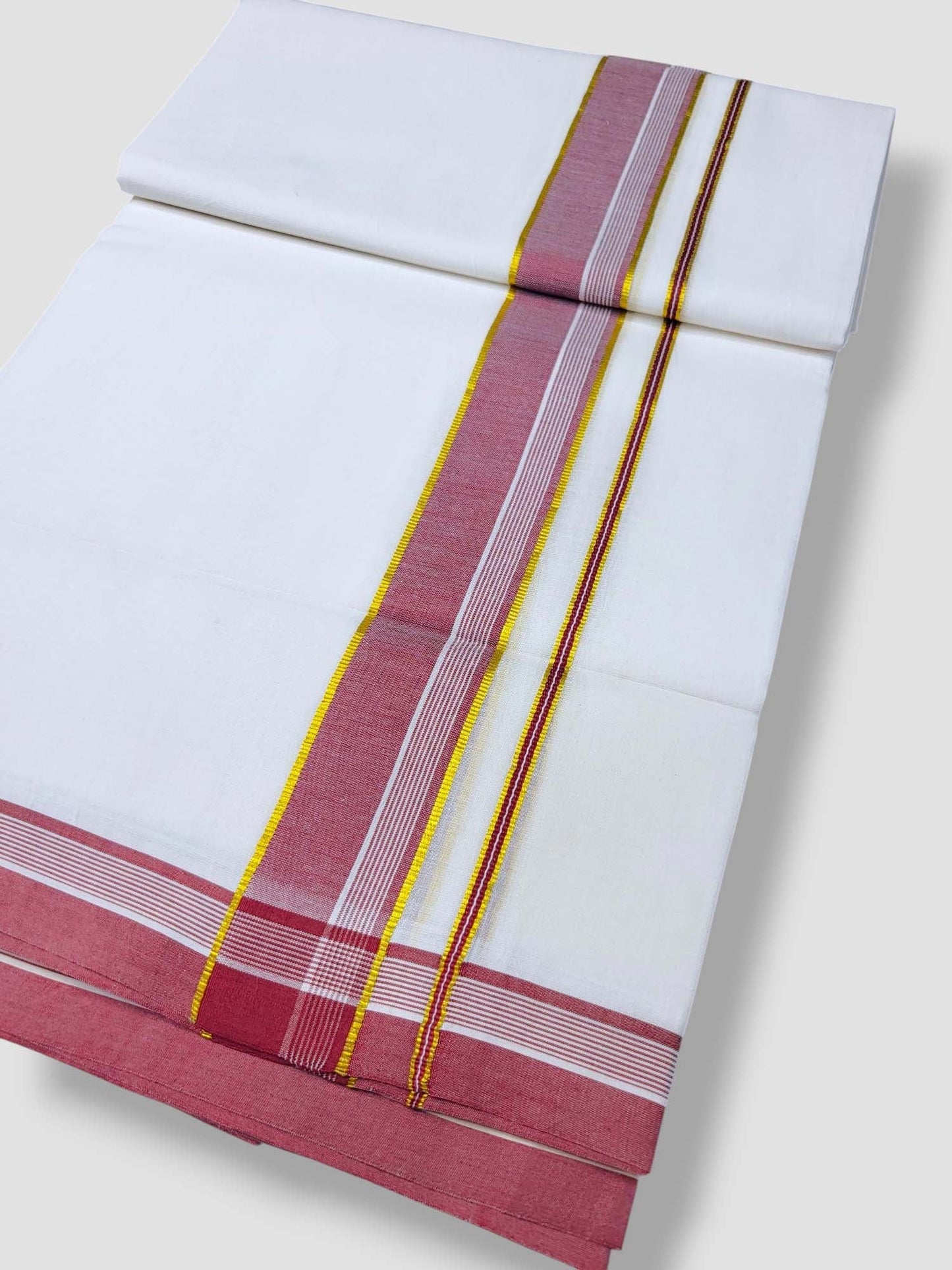 Pure White Cotton Men's Double Dhoti