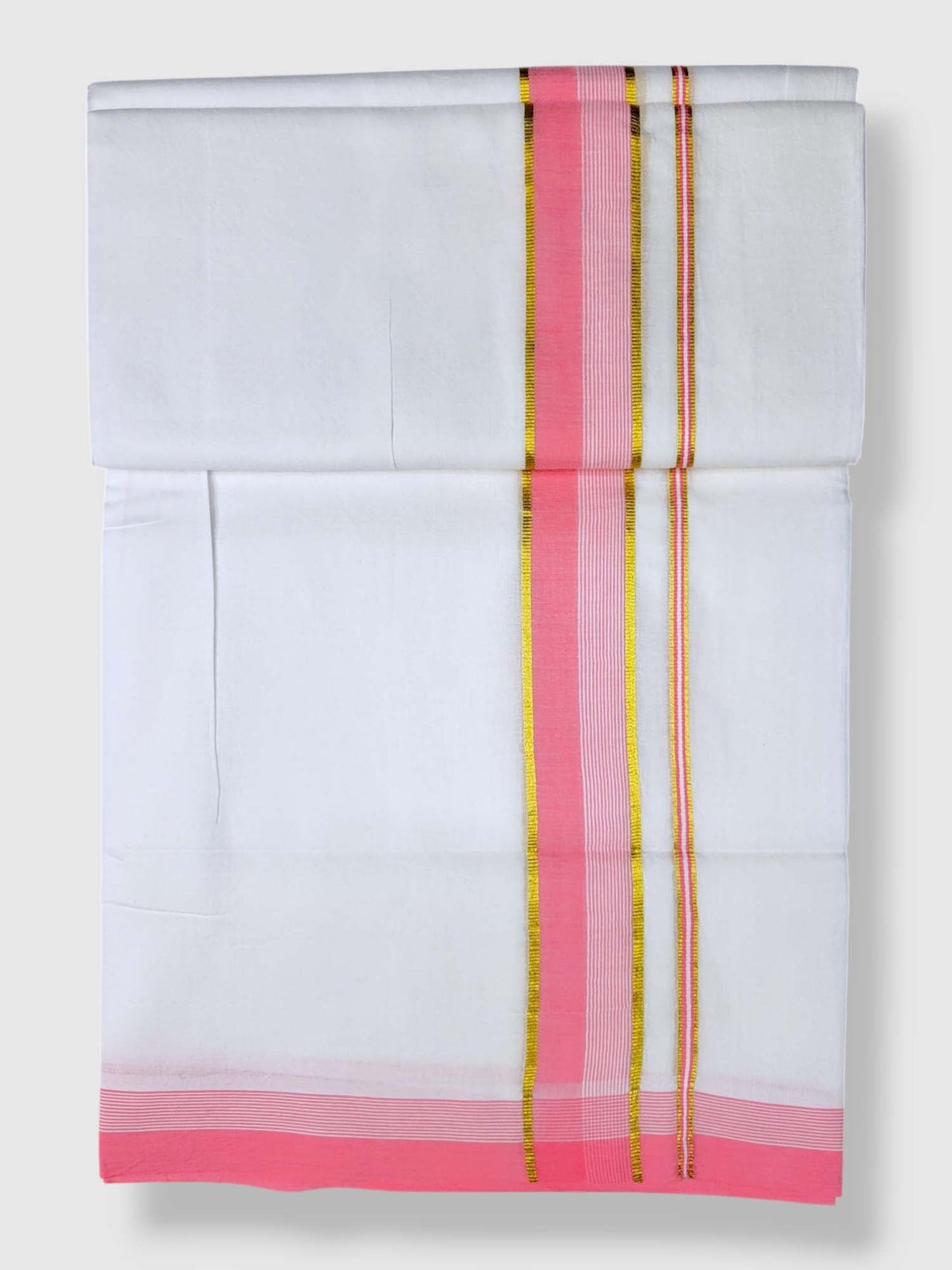 Pure White Cotton Men's Double Dhoti