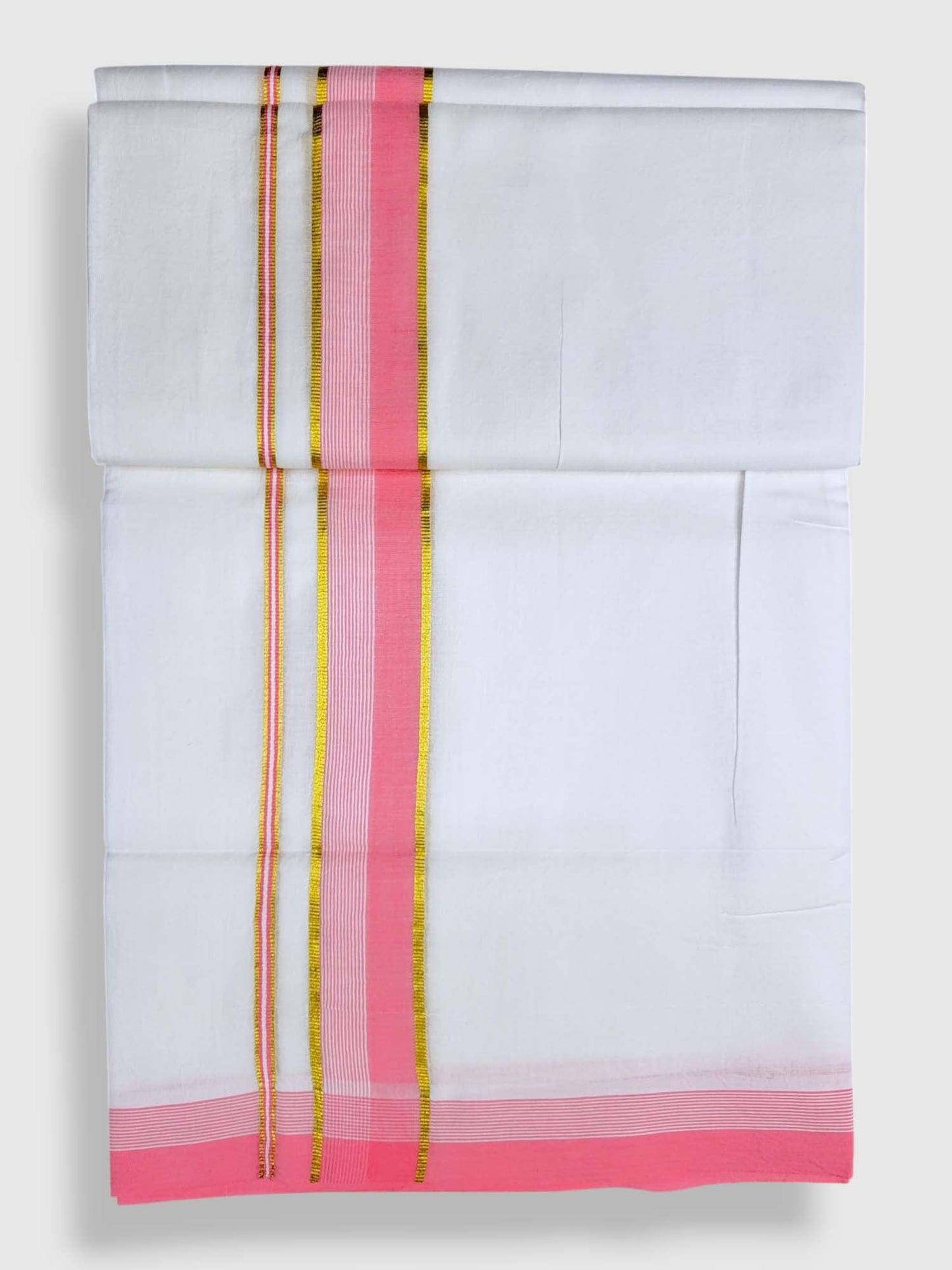 Pure White Cotton Men's Double Dhoti