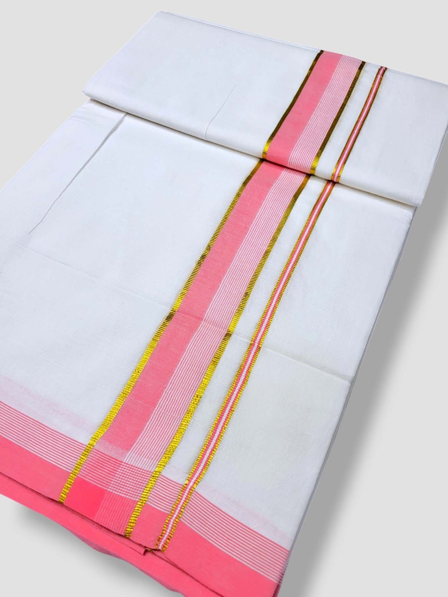 Pure White Cotton Men's Double Dhoti