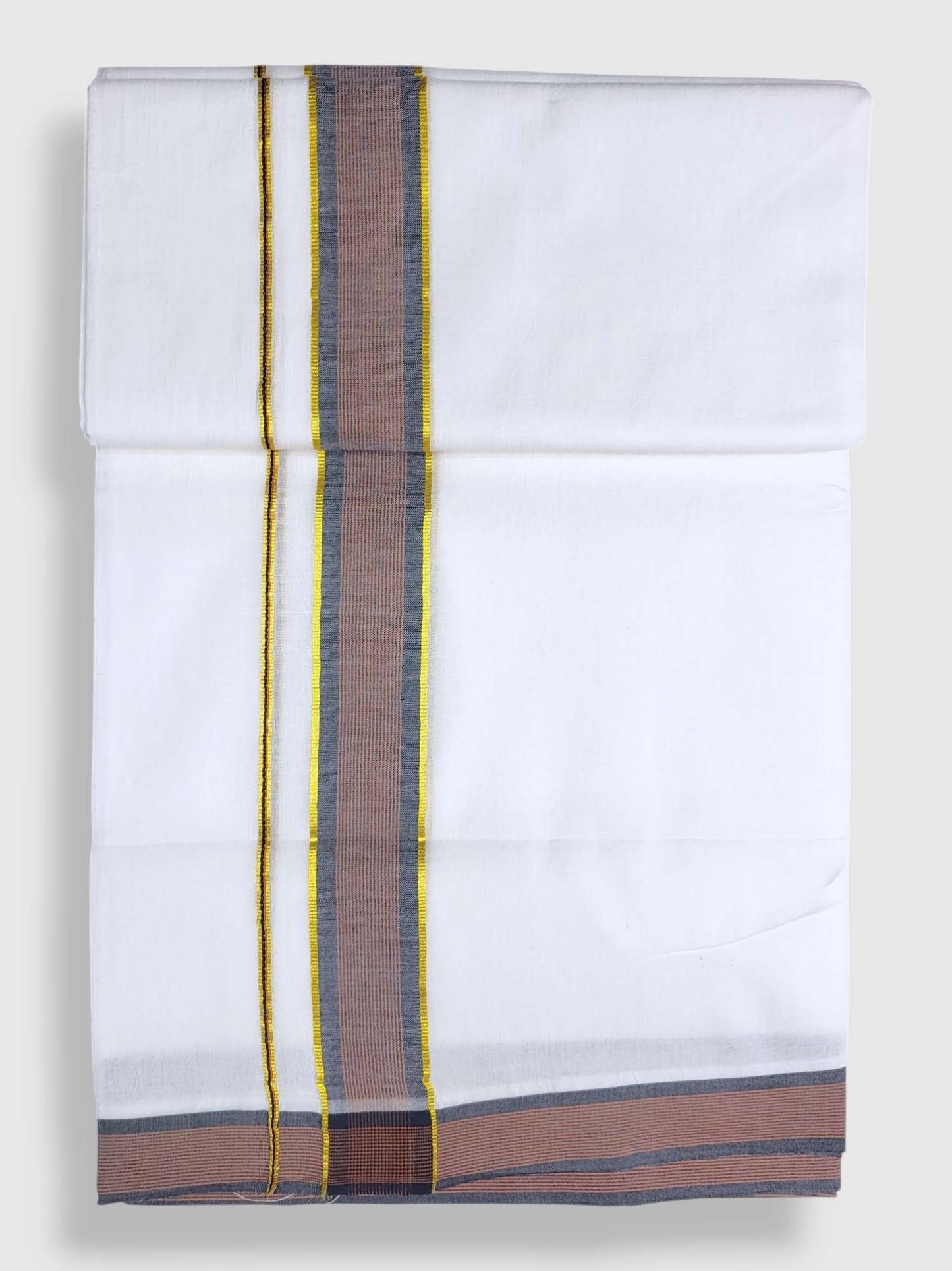 Pure White Cotton Men's Double Dhoti