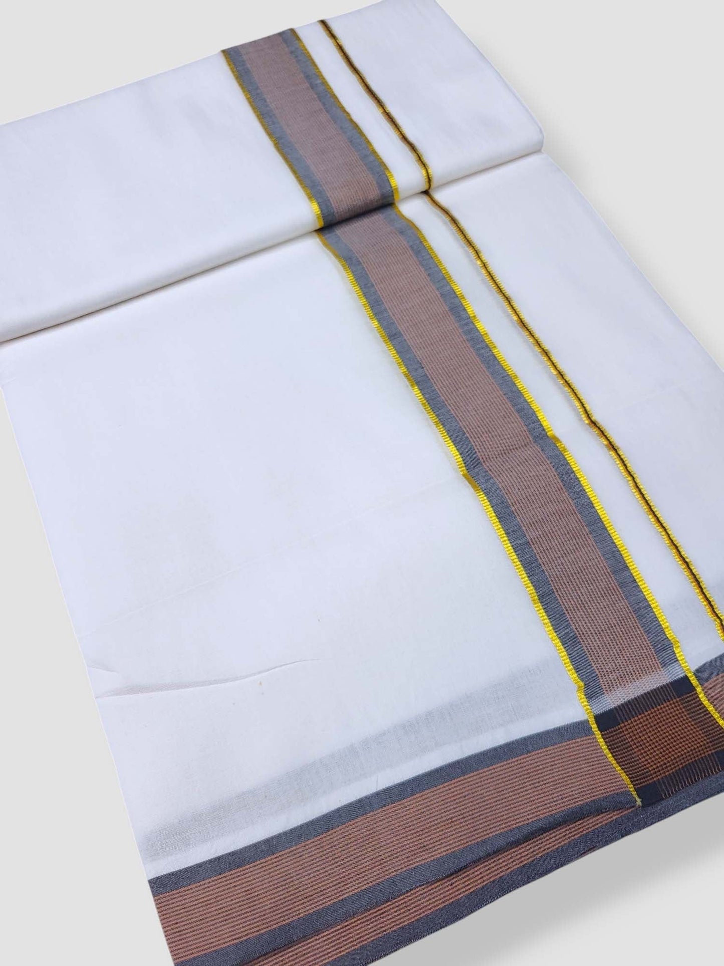 Pure White Cotton Men's Double Dhoti