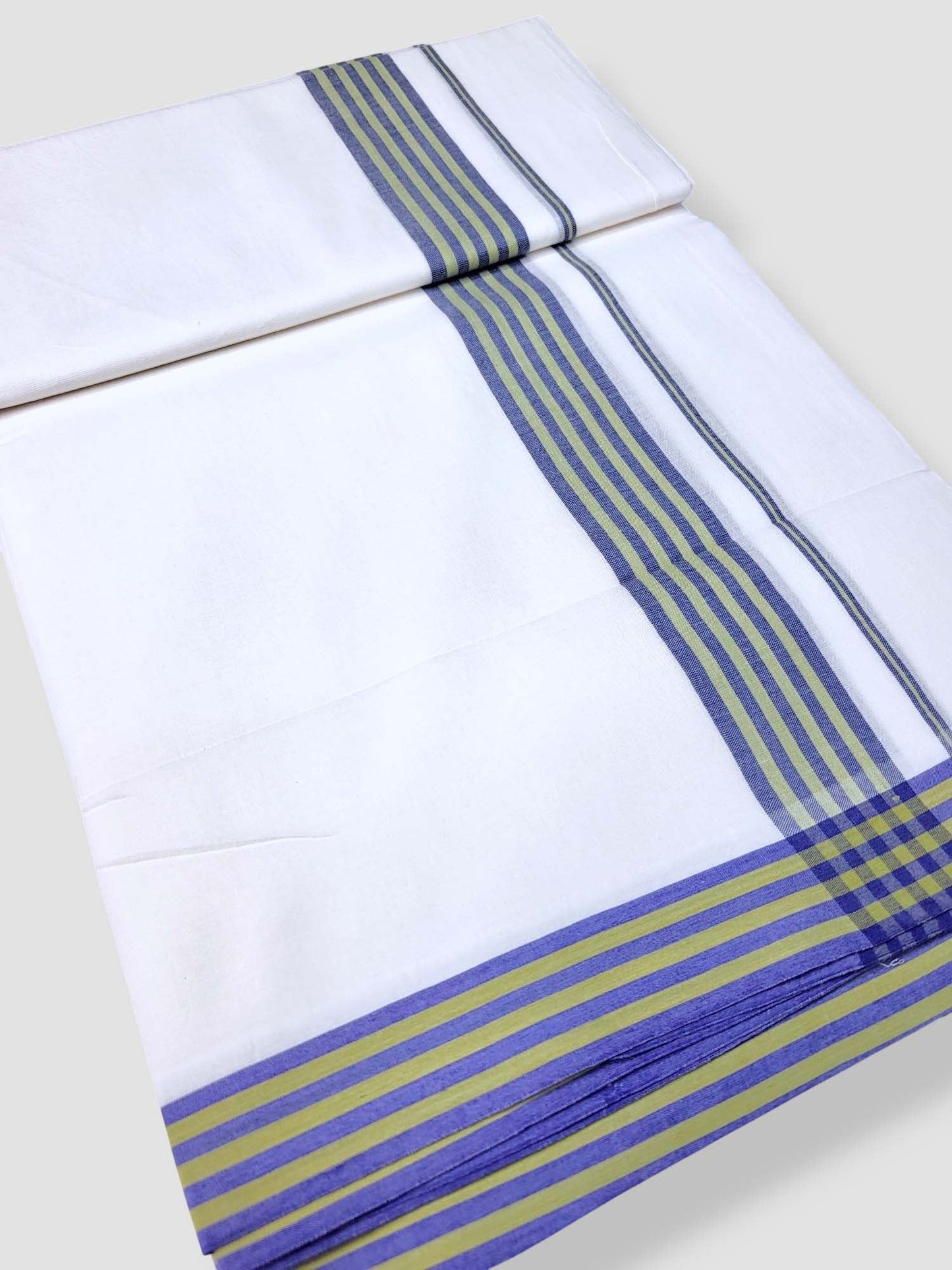 Pure White Cotton Men's Double Dhoti