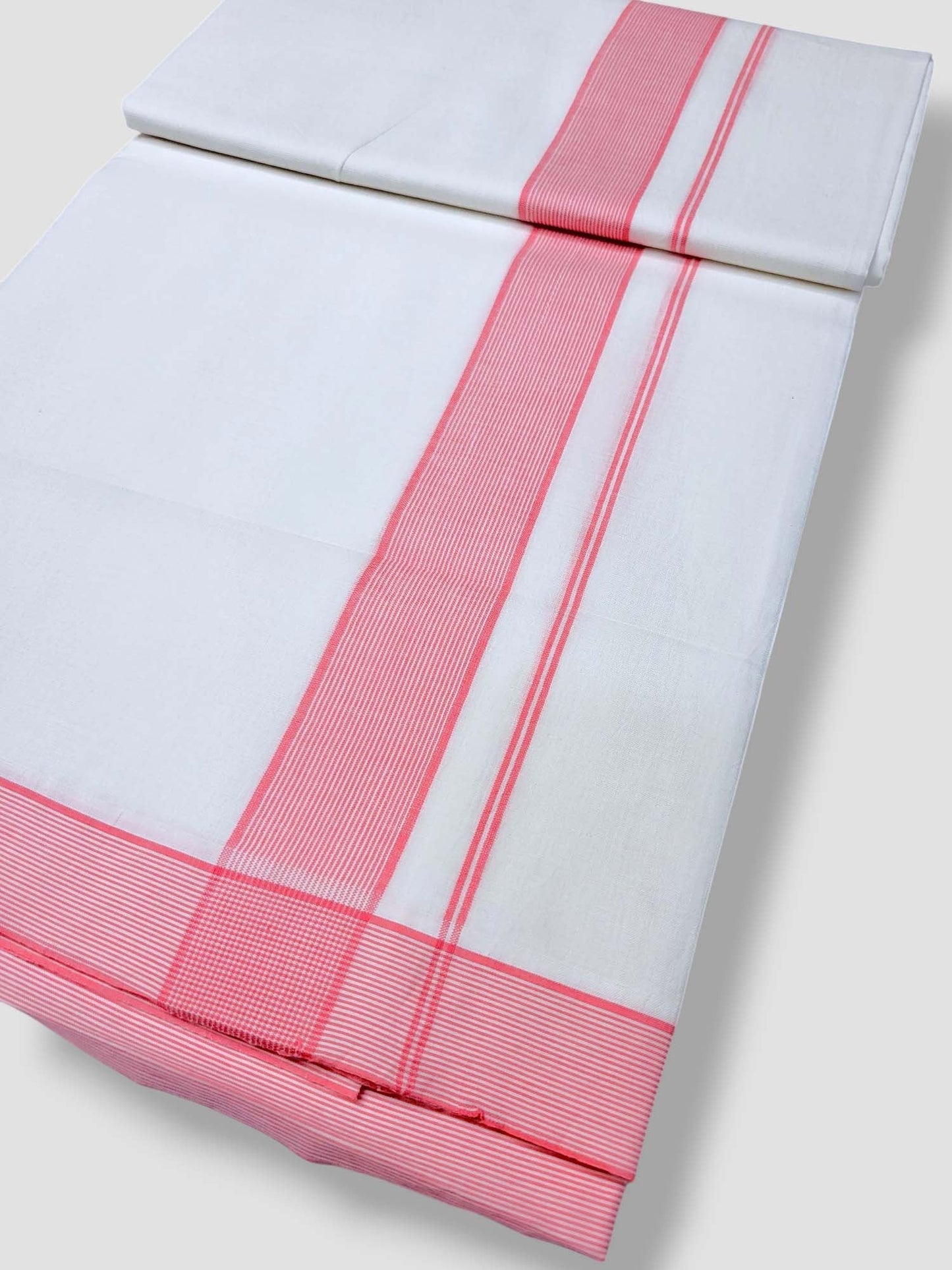 Pure White Cotton Men's Double Dhoti