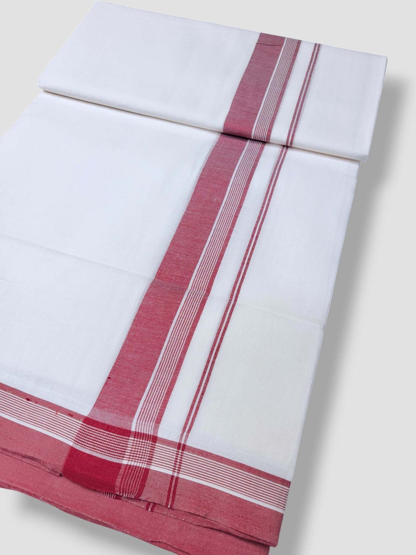 Pure White Cotton Men's Double Dhoti