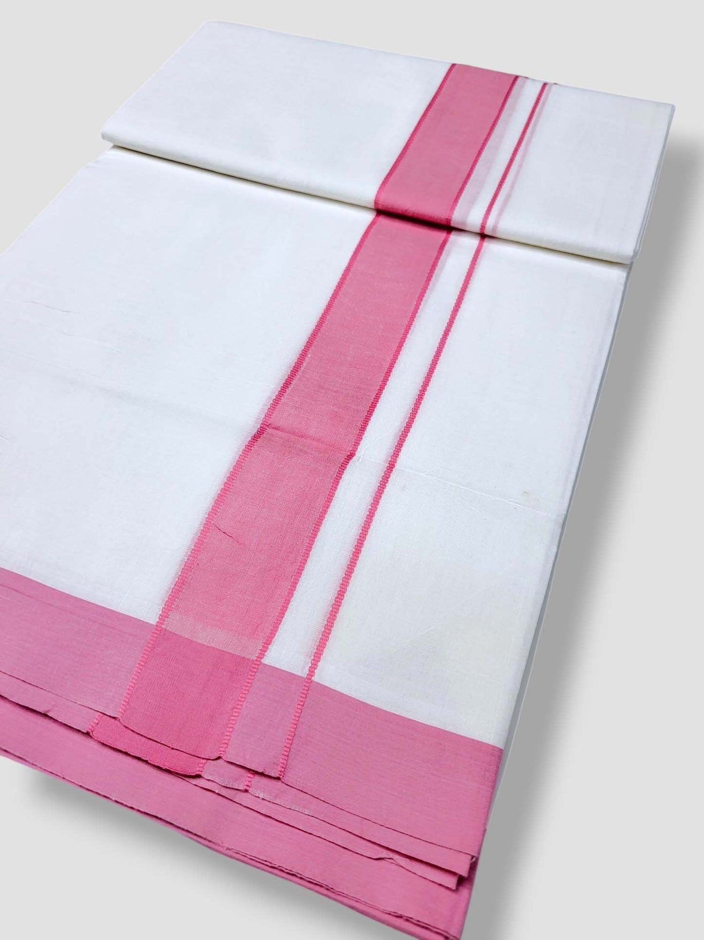 Pure White Cotton Men's Double Dhoti