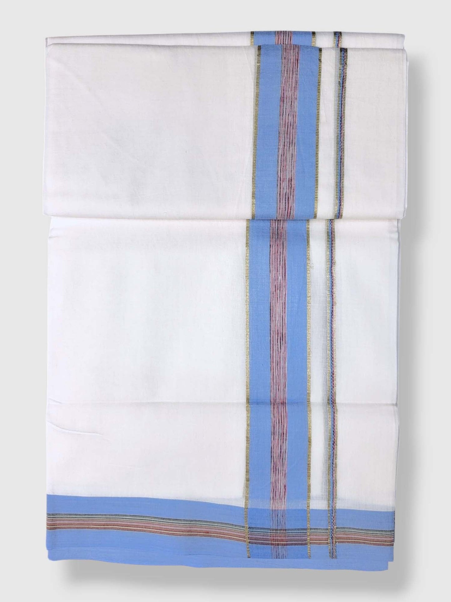 Pure White Cotton Men's Double Dhoti
