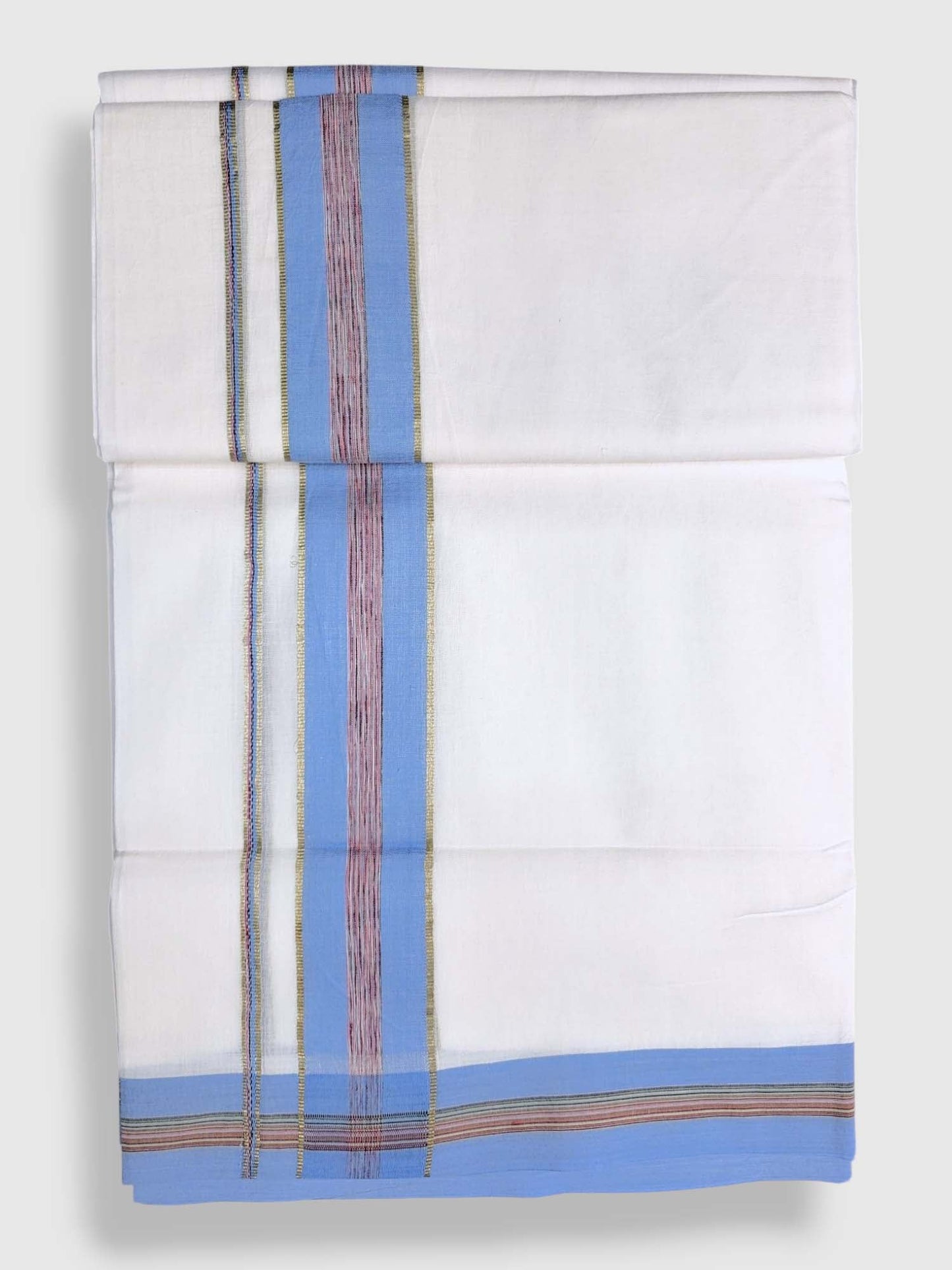 Pure White Cotton Men's Double Dhoti