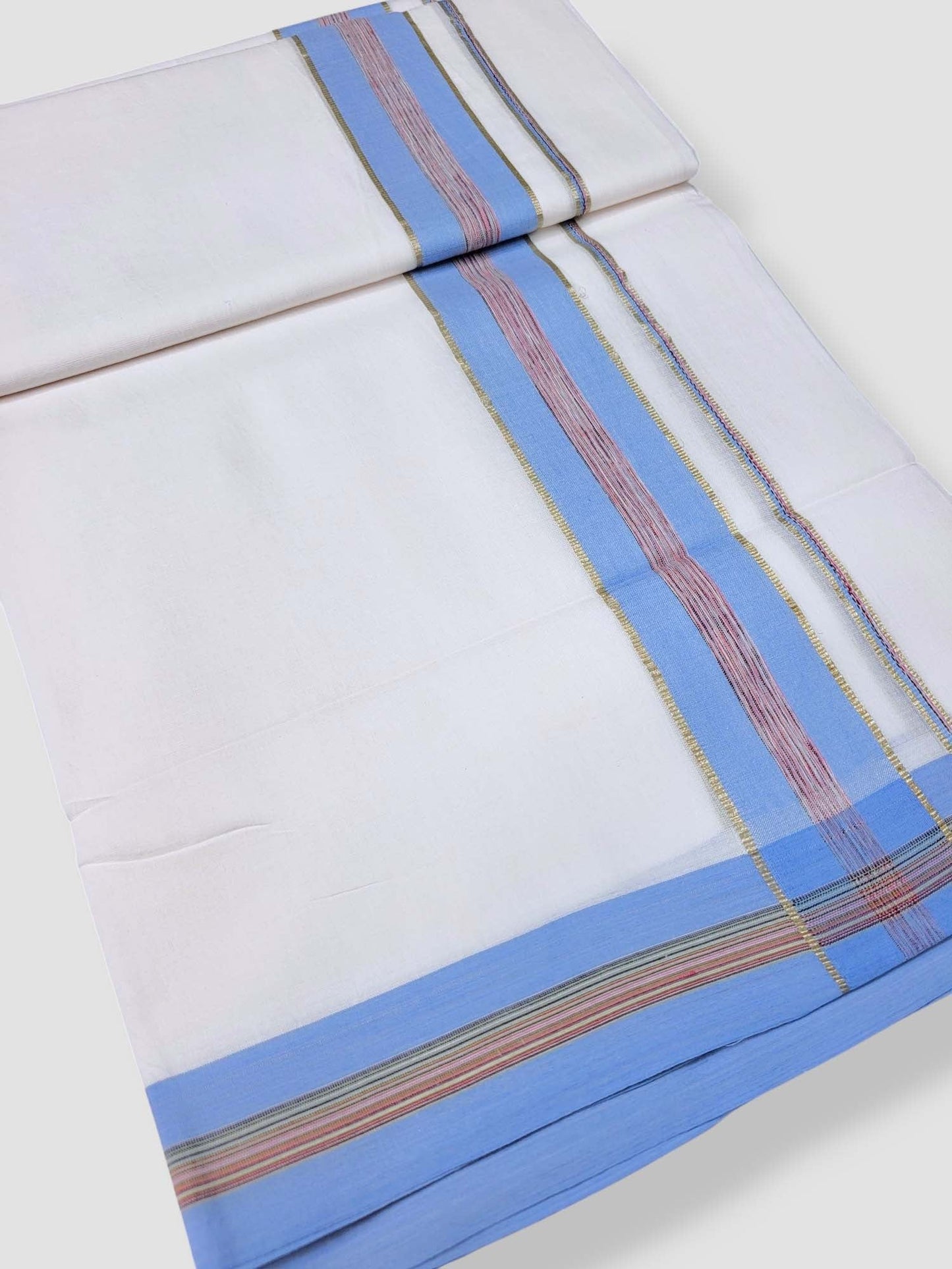 Pure White Cotton Men's Double Dhoti