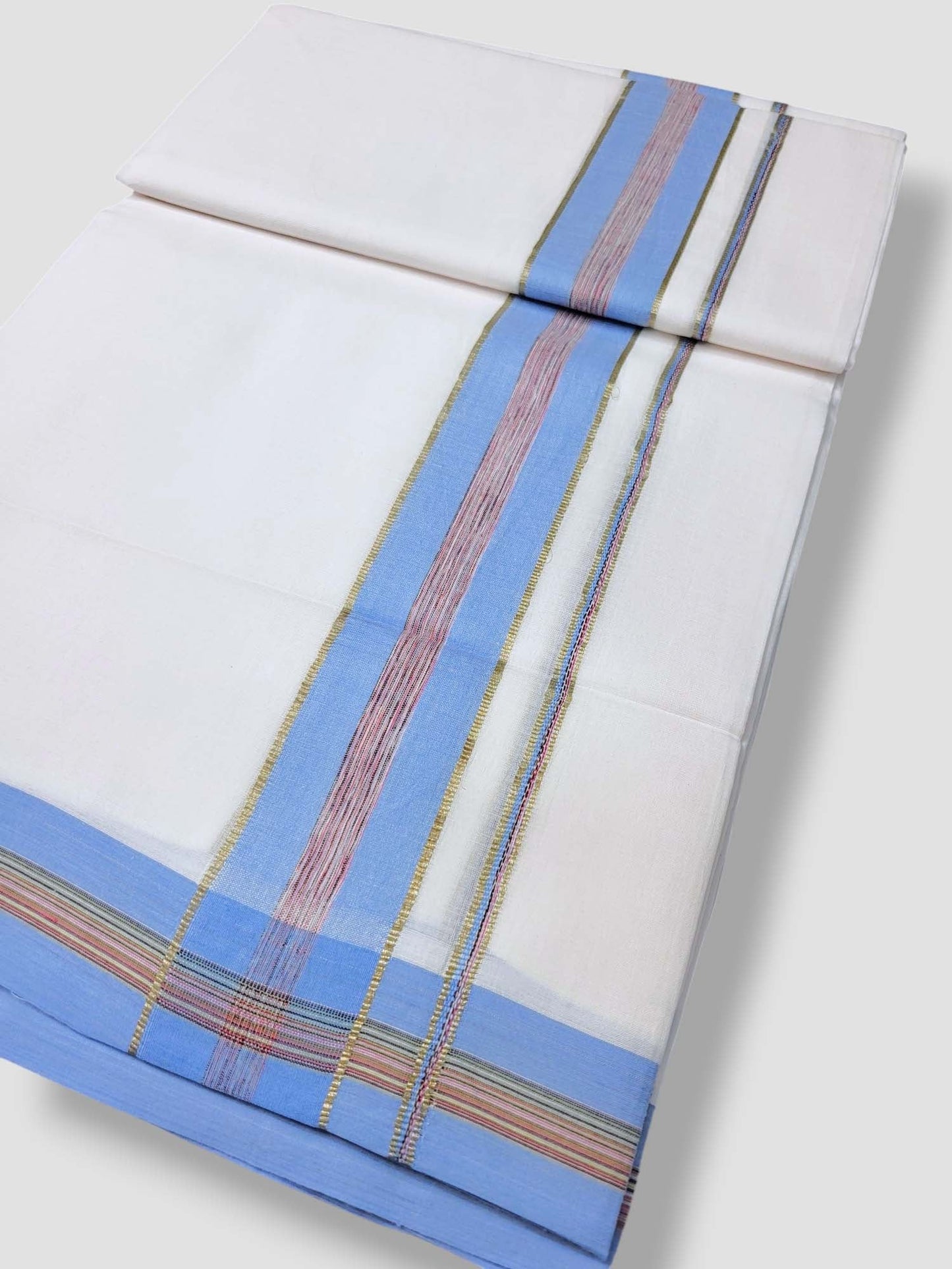 Pure White Cotton Men's Double Dhoti
