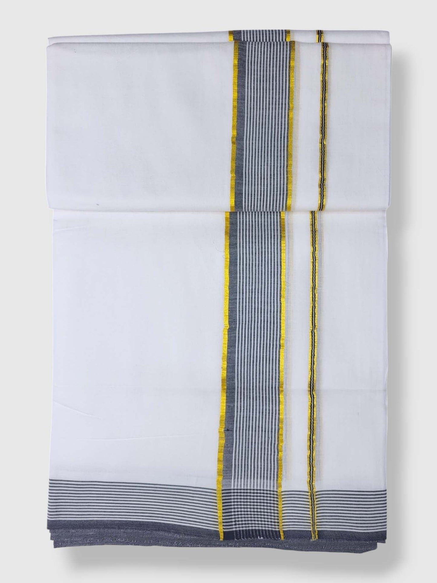 Pure White Cotton Men's Double Dhoti