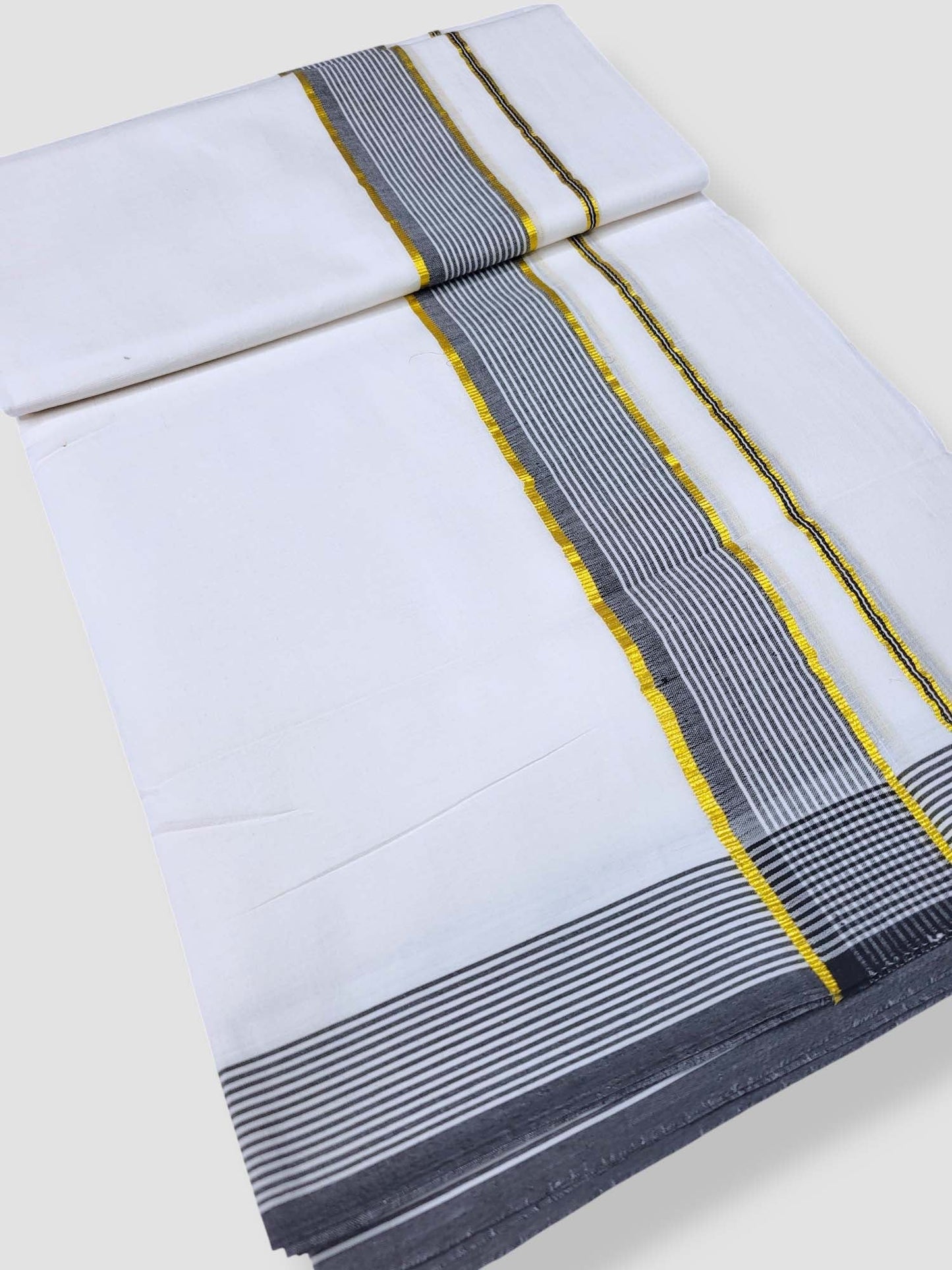 Pure White Cotton Men's Double Dhoti