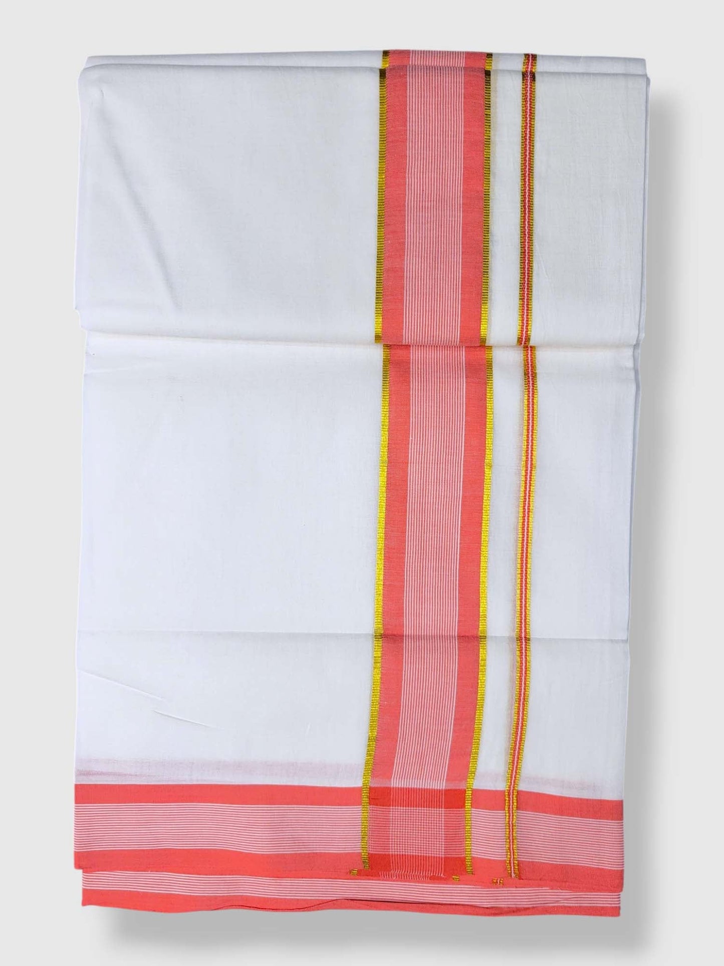 Pure White Cotton Men's Double Dhoti