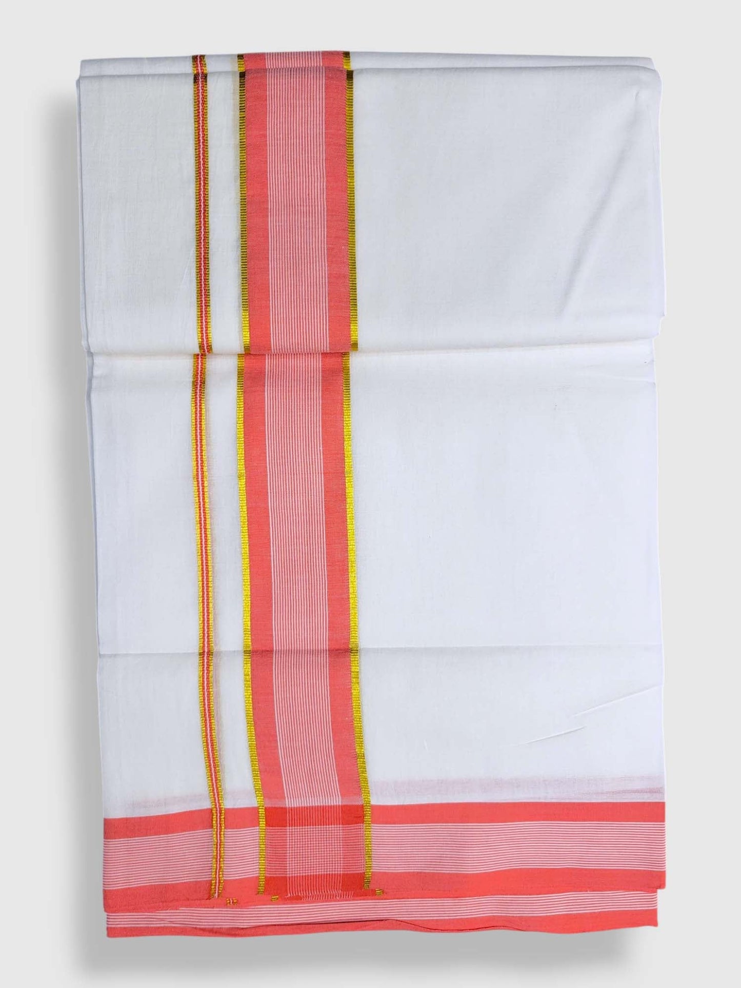 Pure White Cotton Men's Double Dhoti