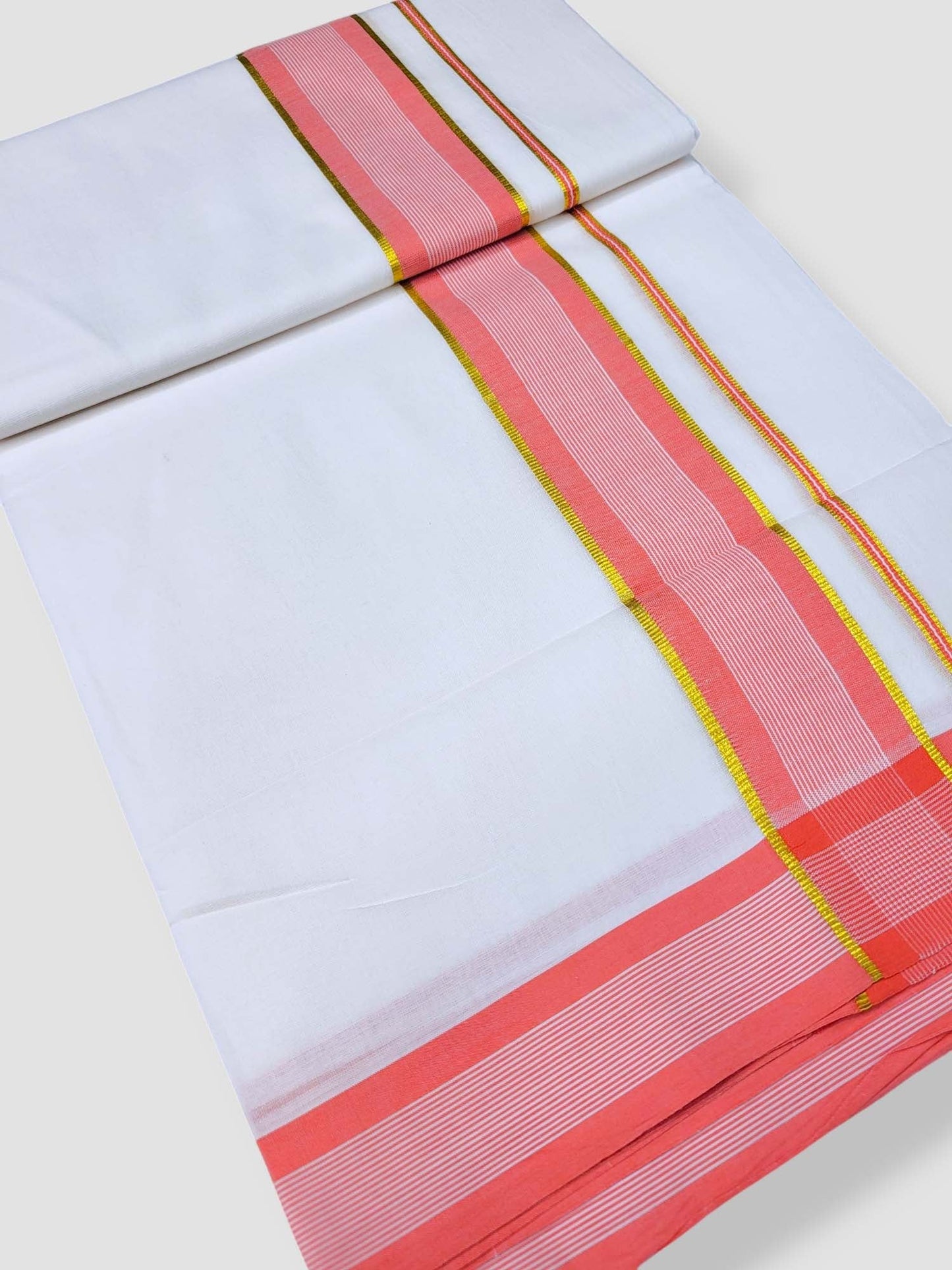 Pure White Cotton Men's Double Dhoti