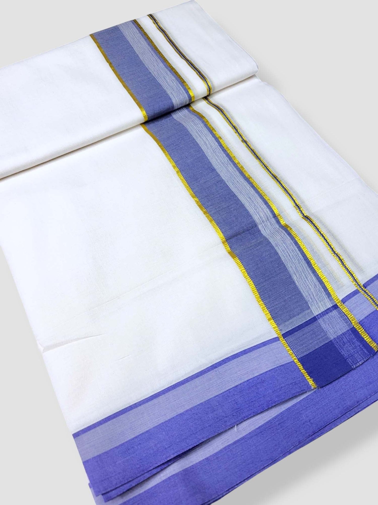 Pure White Cotton Men's Double Dhoti