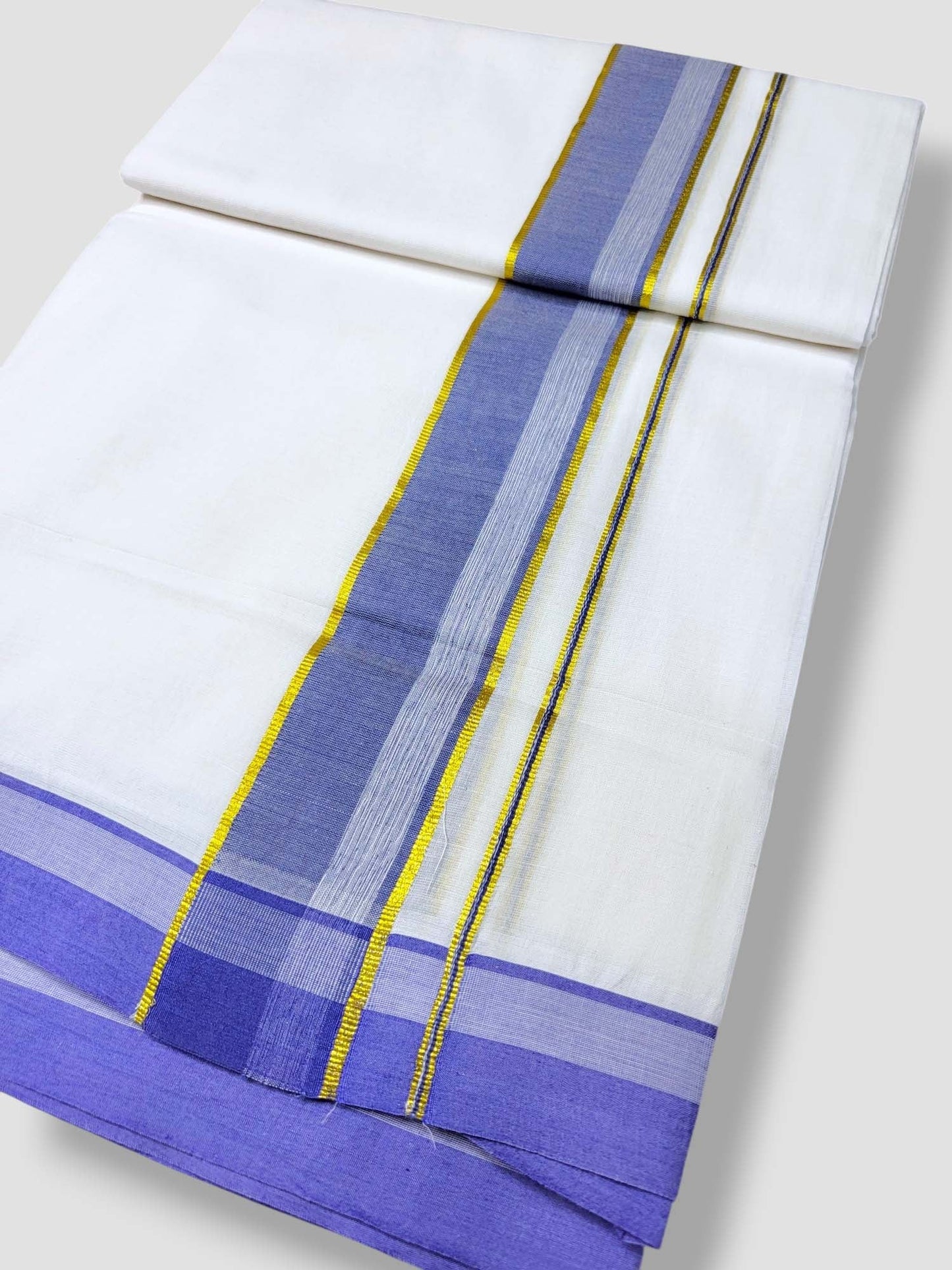 Pure White Cotton Men's Double Dhoti