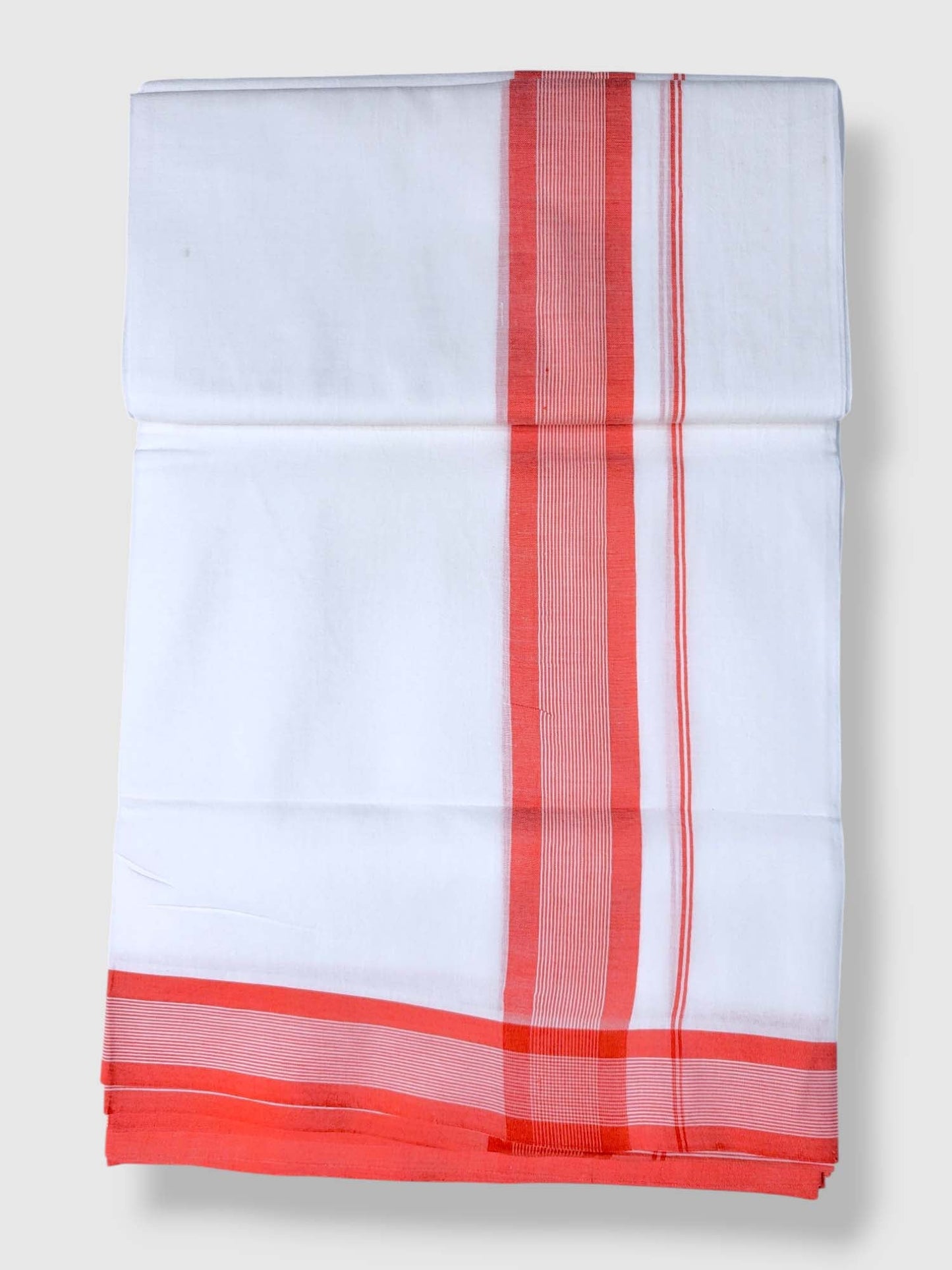 Pure White Cotton Men's Double Dhoti