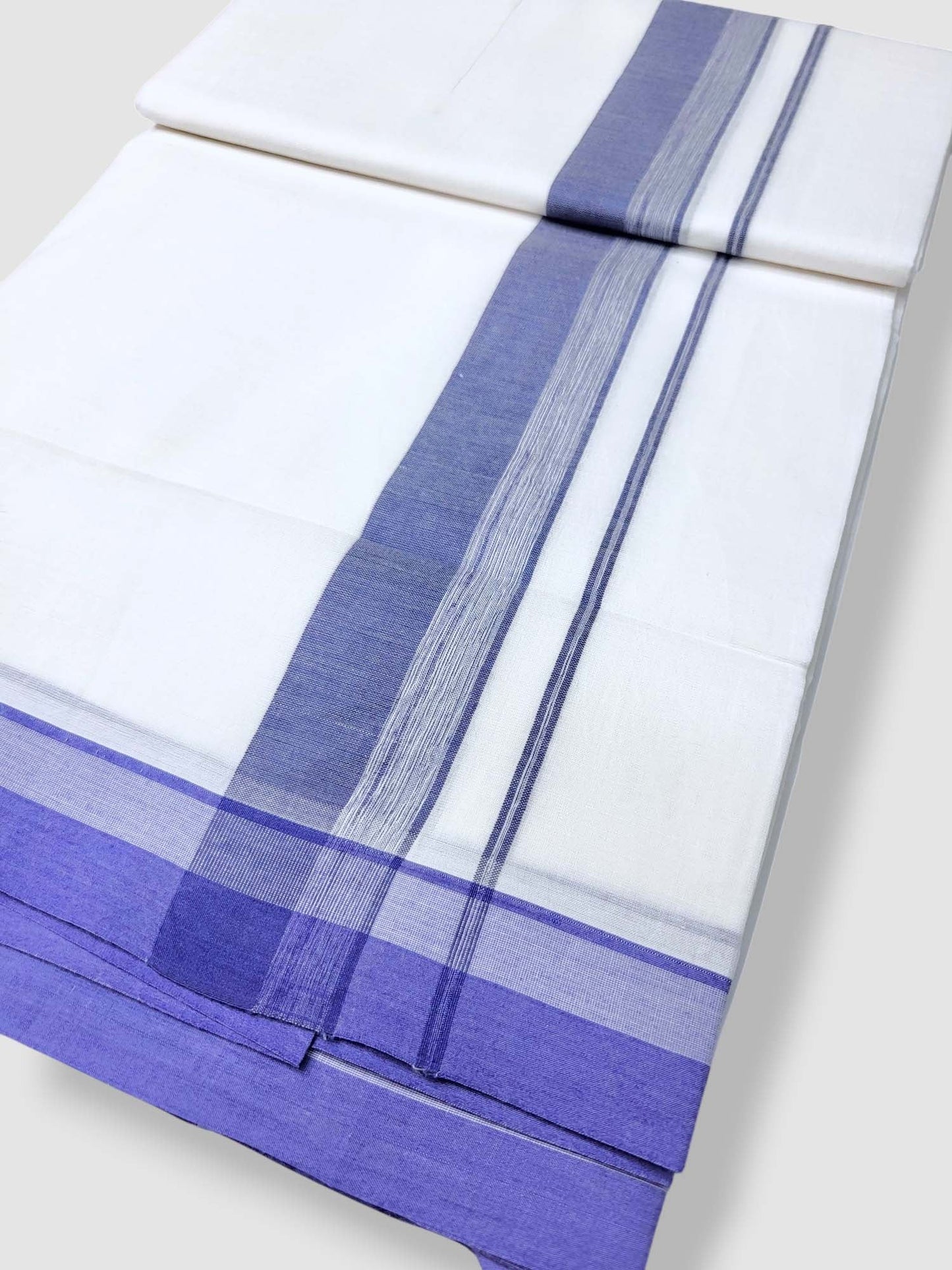 Pure White Cotton Men's Double Dhoti