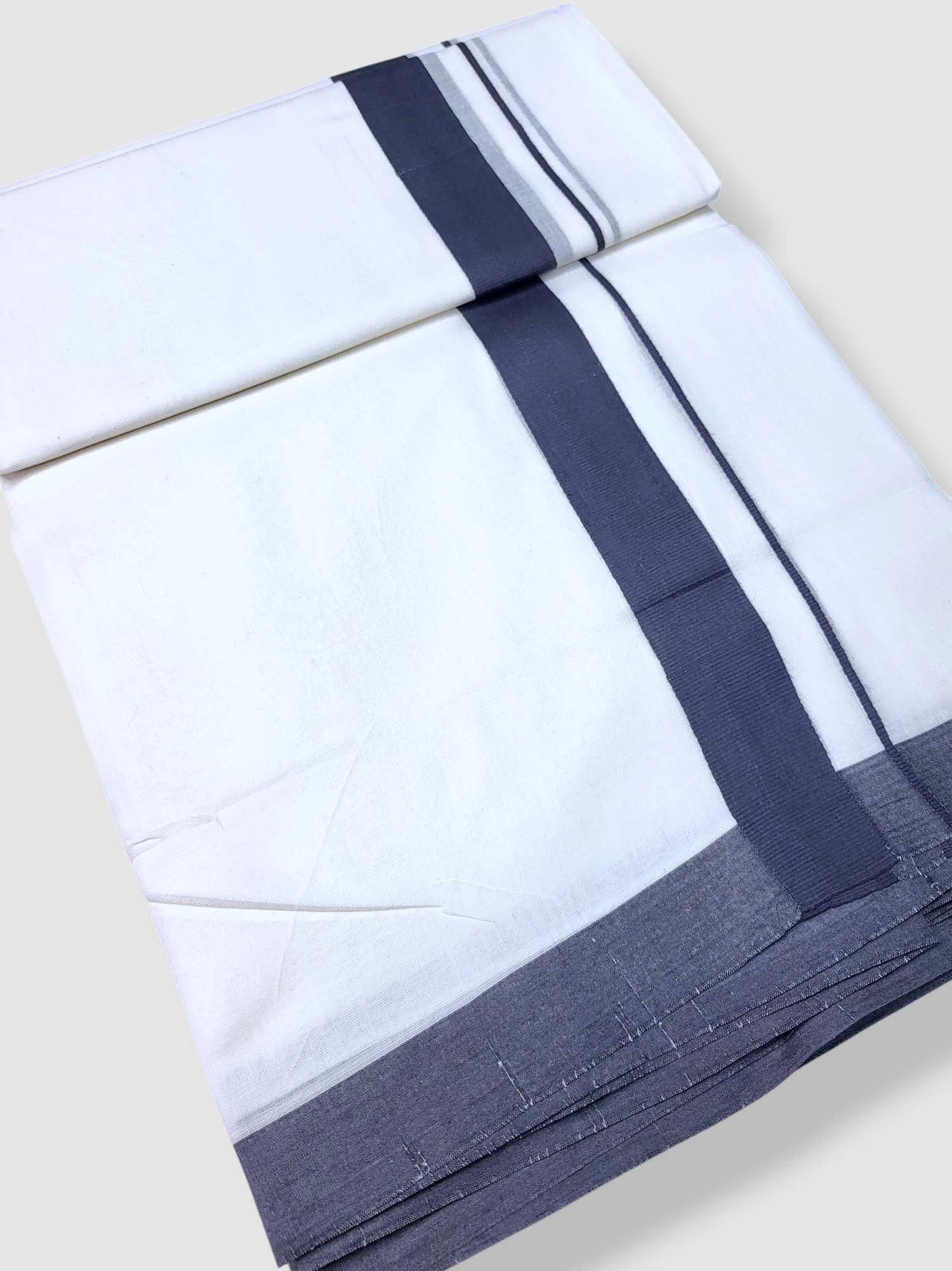 Pure White Cotton Men's Double Dhoti