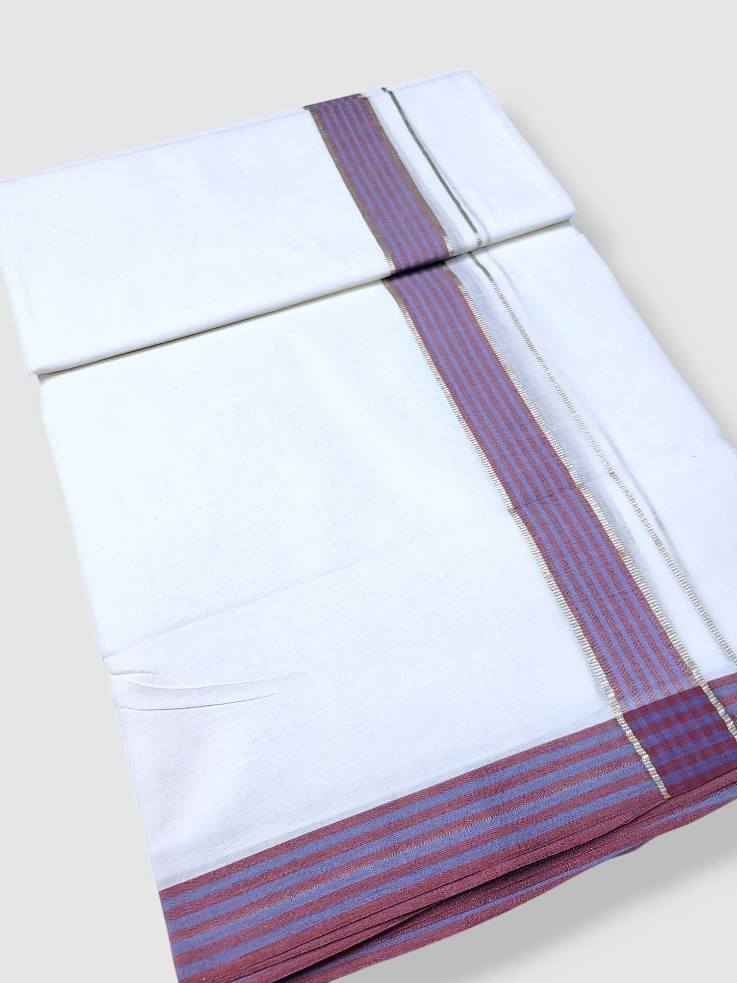 Pure White Cotton Men's Double Dhoti