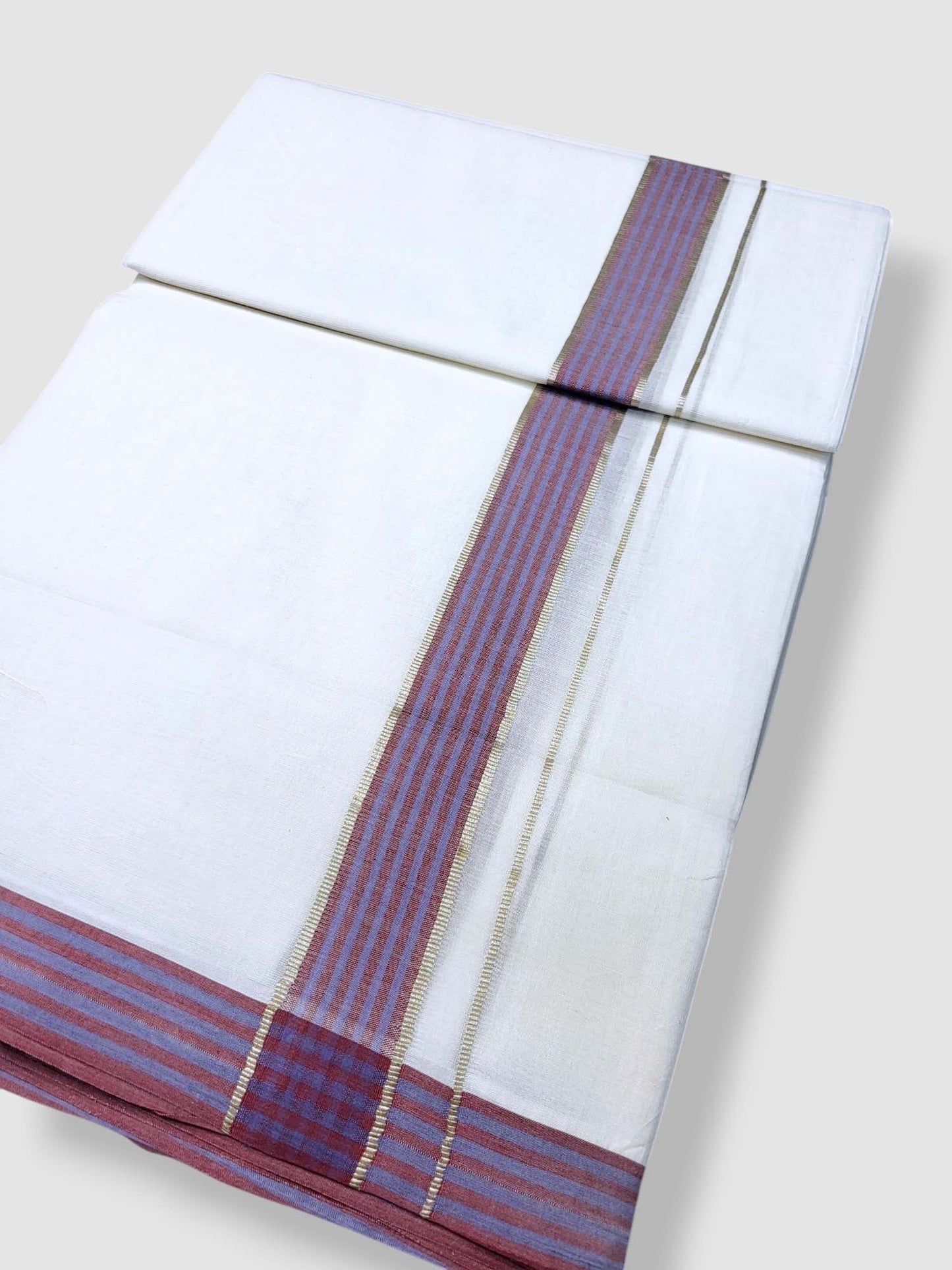 Pure White Cotton Men's Double Dhoti