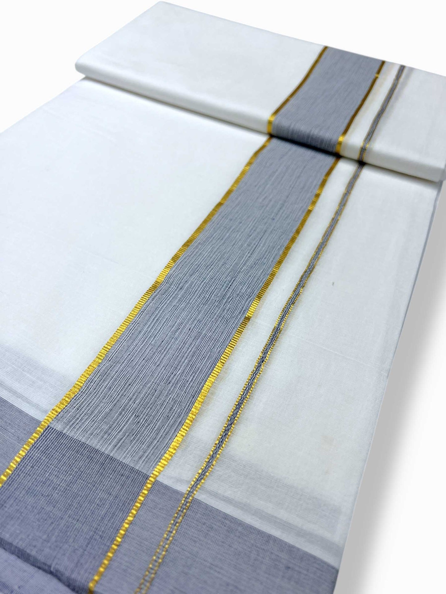 Pure White Cotton Men's Double Dhoti