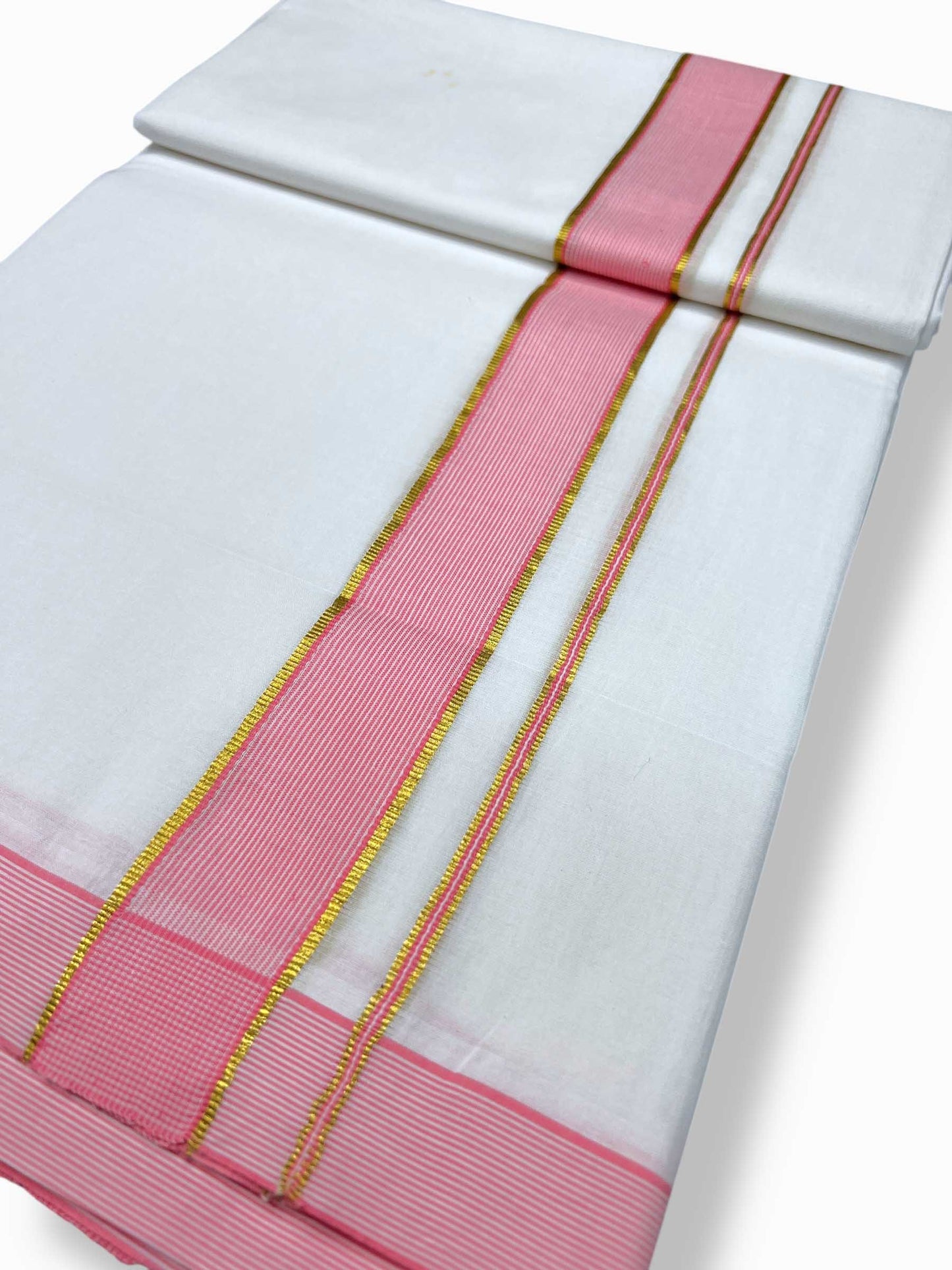 Pure White Cotton Men's Double Dhoti