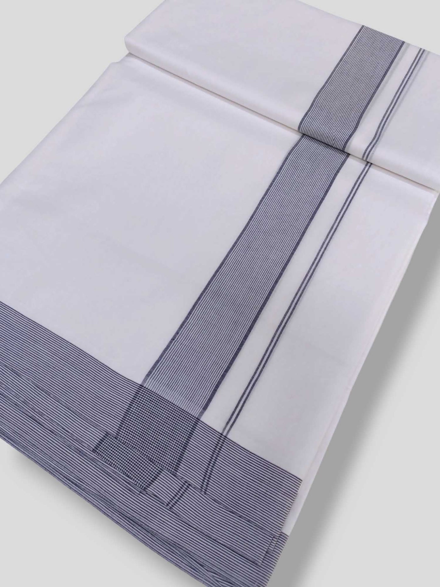 Pure White Cotton Men's Double Dhoti