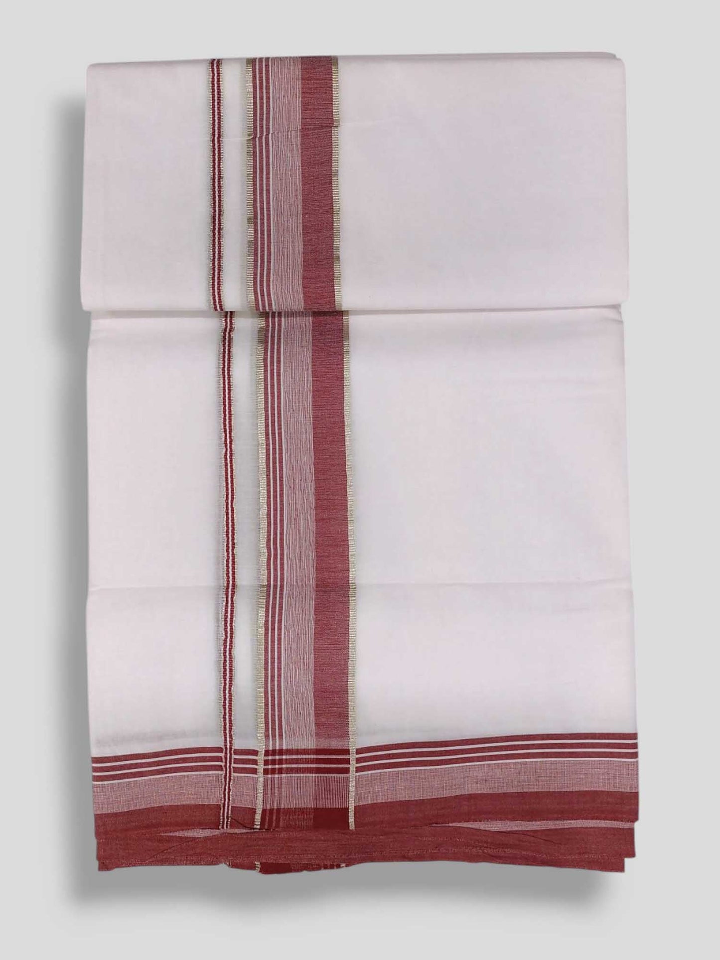 Pure White Cotton Men's Double Dhoti