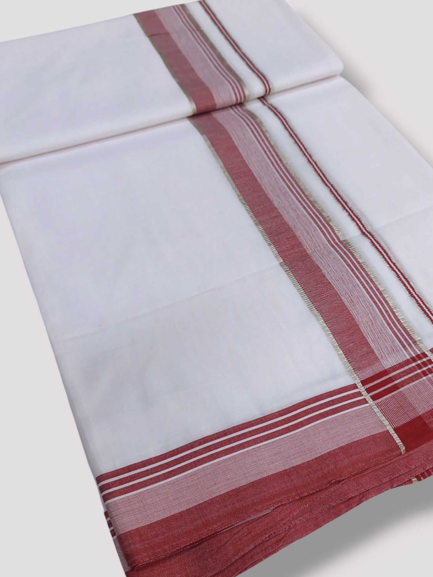 Pure White Cotton Men's Double Dhoti