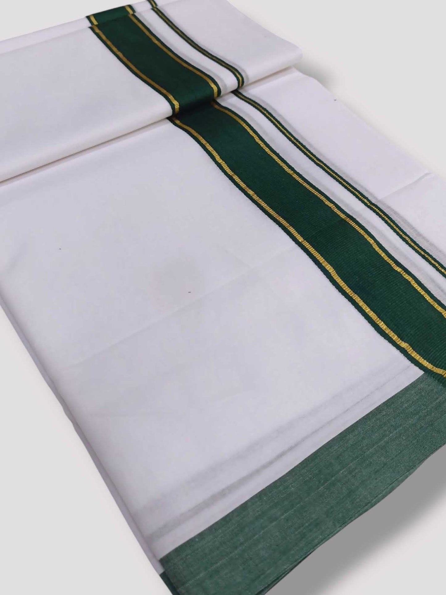 Pure White Cotton Men's Double Dhoti