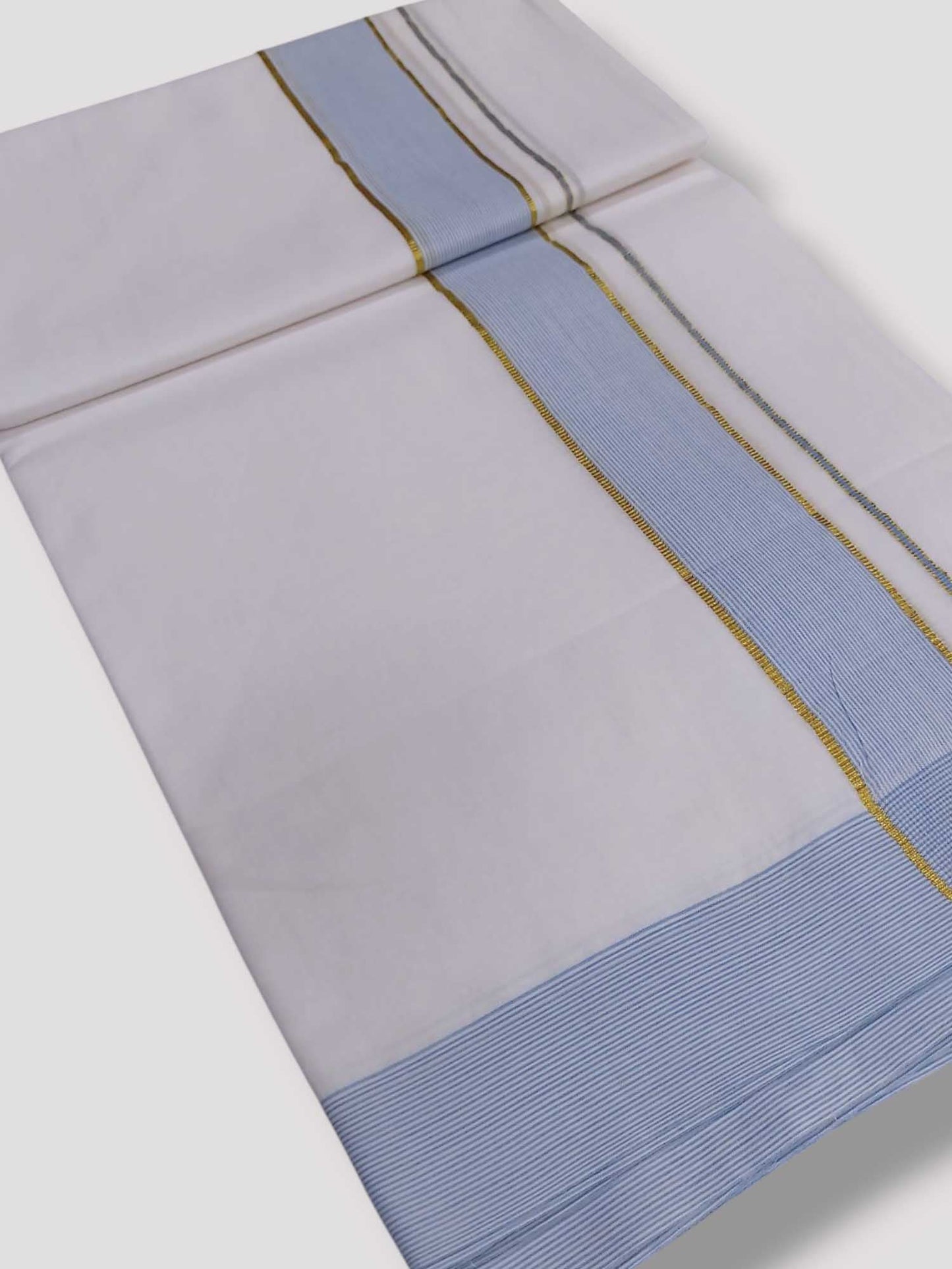 Pure White Cotton Men's Double Dhoti