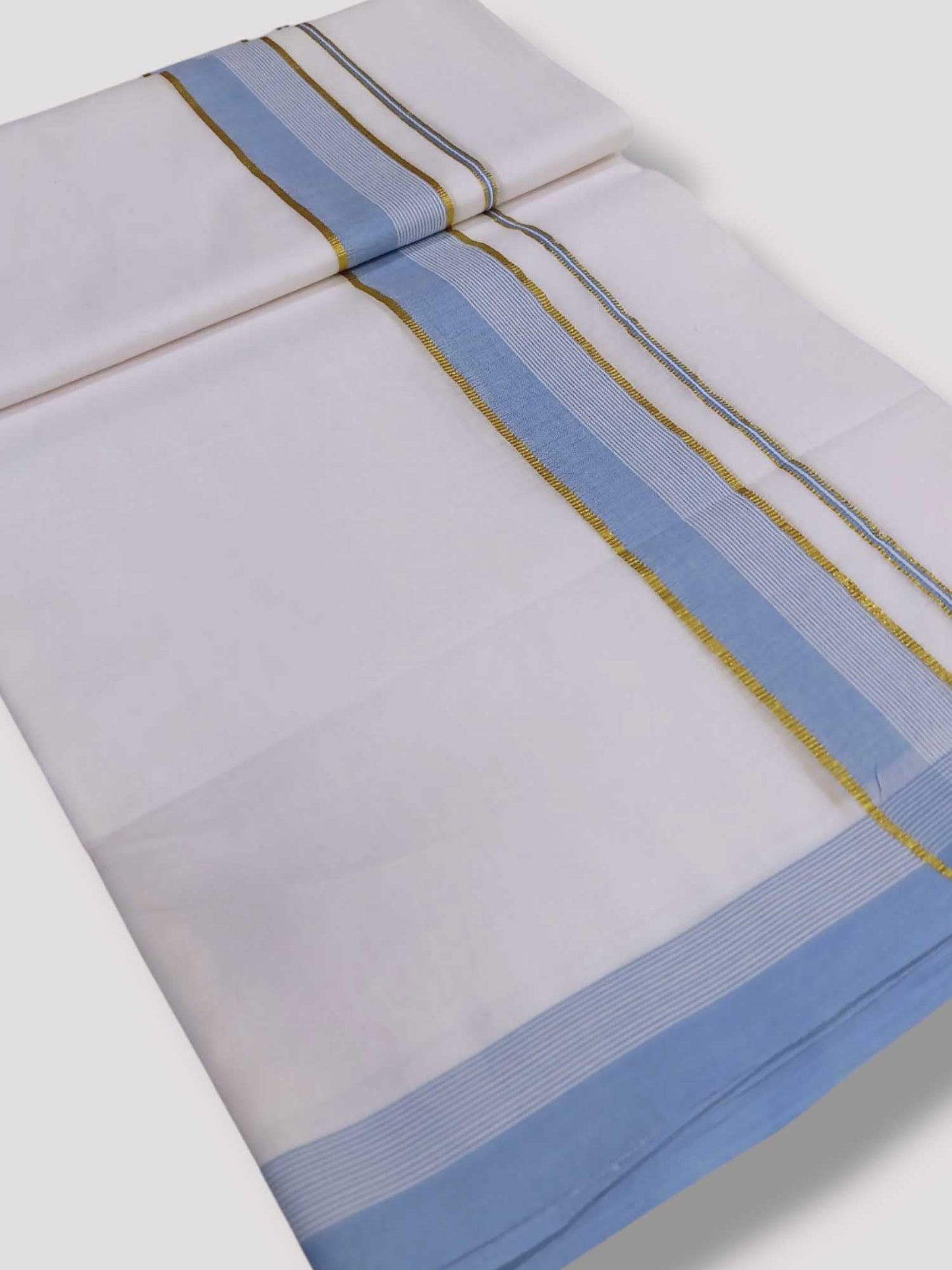Pure White Cotton Men's Double Dhoti
