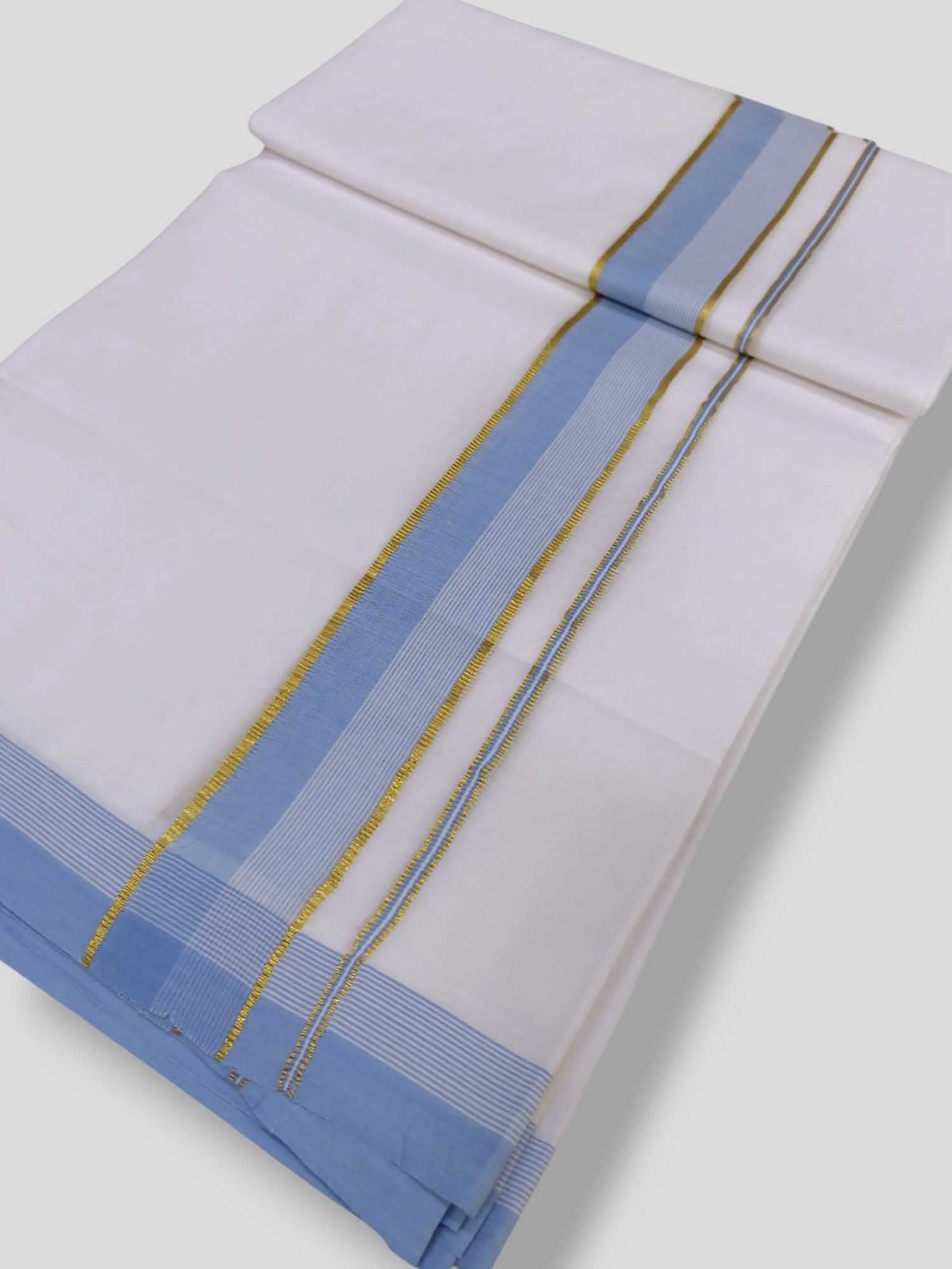 Pure White Cotton Men's Double Dhoti