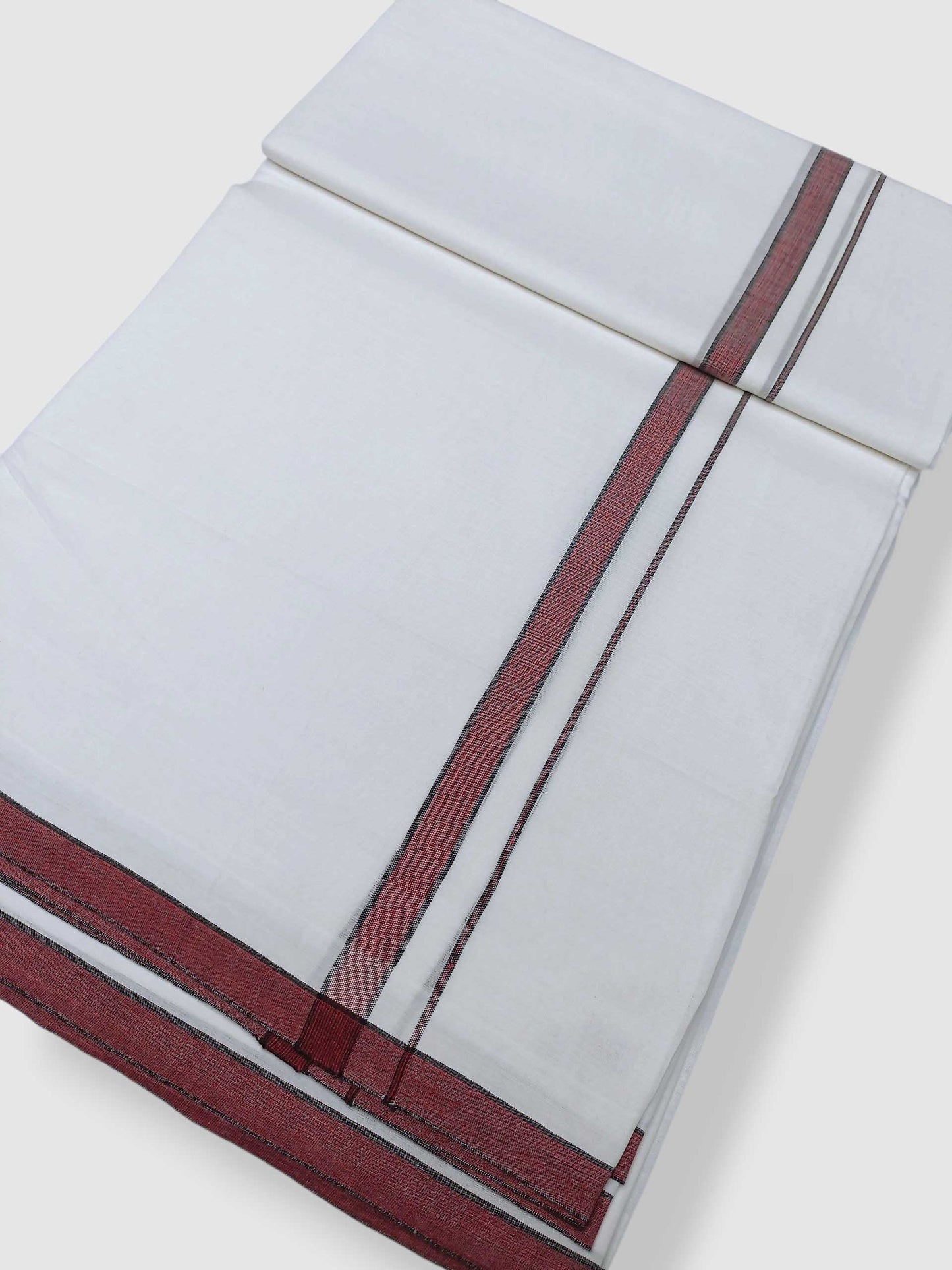 Pure White Cotton Men's Double Dhoti