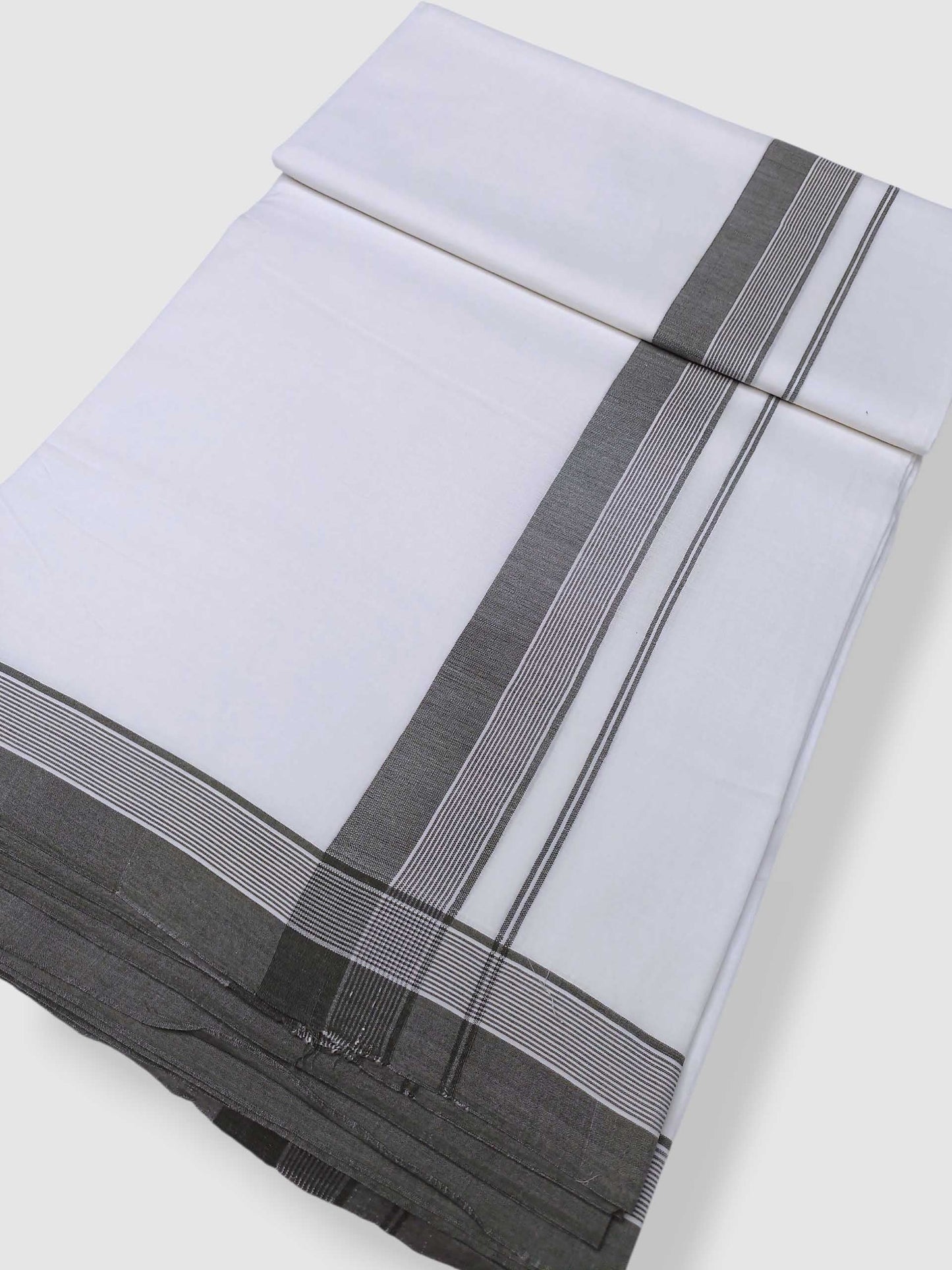 Pure White Cotton Men's Double Dhoti